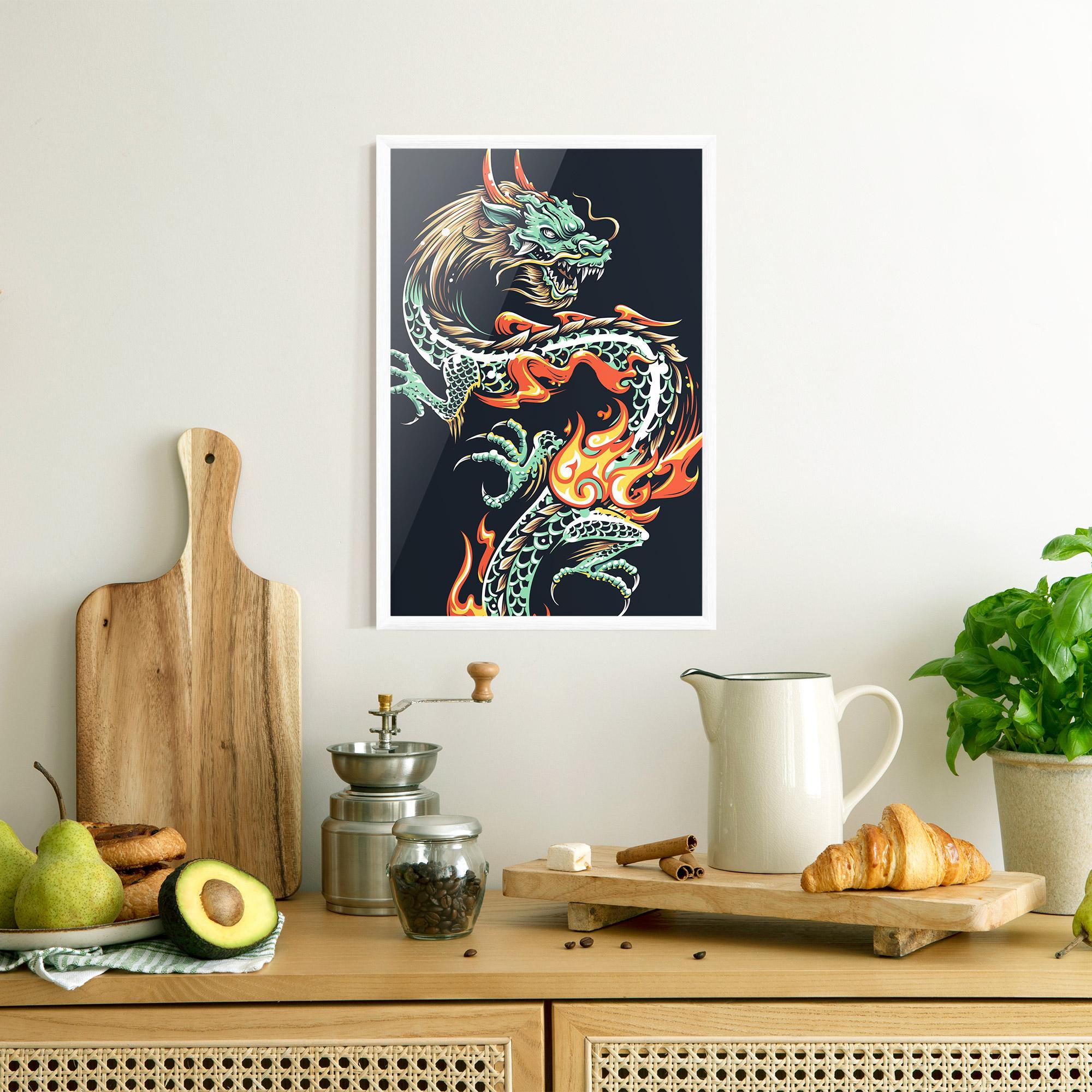 Gerahmte Poster Dragon Green mockup 8