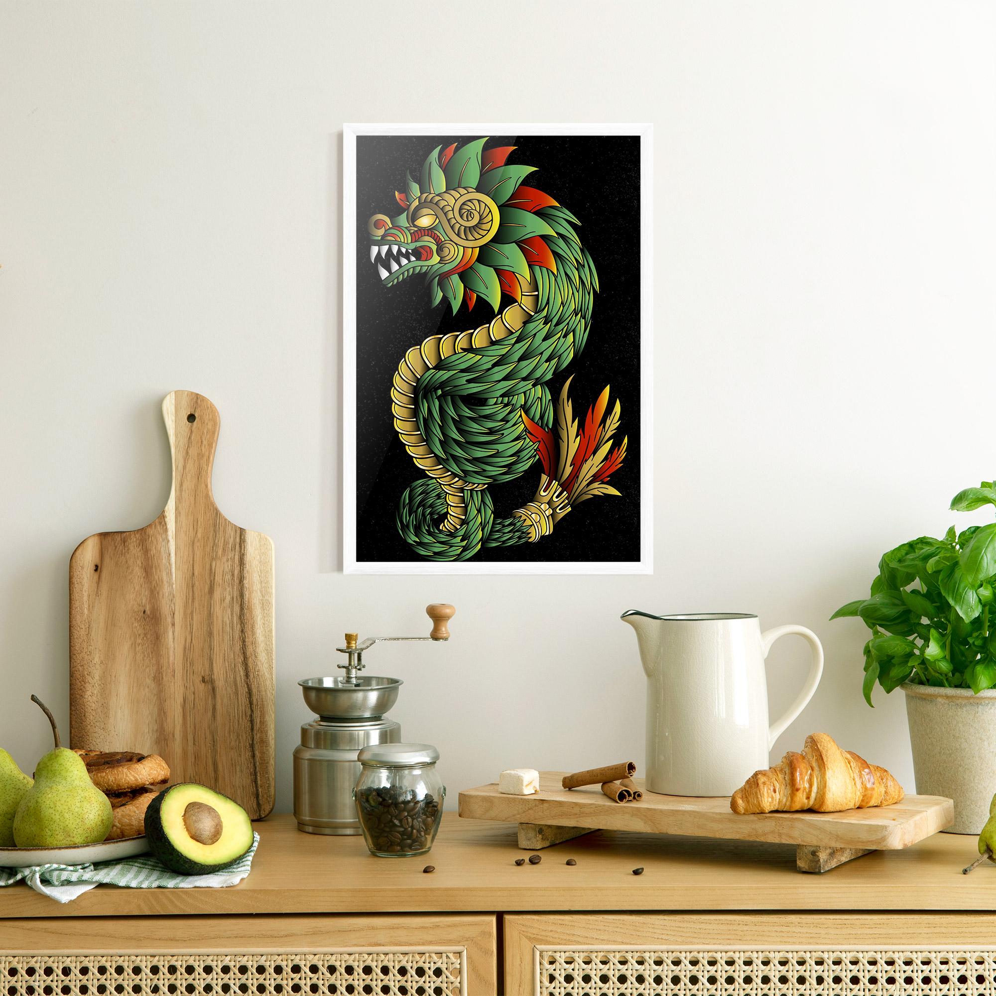 Gerahmte Poster Green Yellow Dragon mockup 8