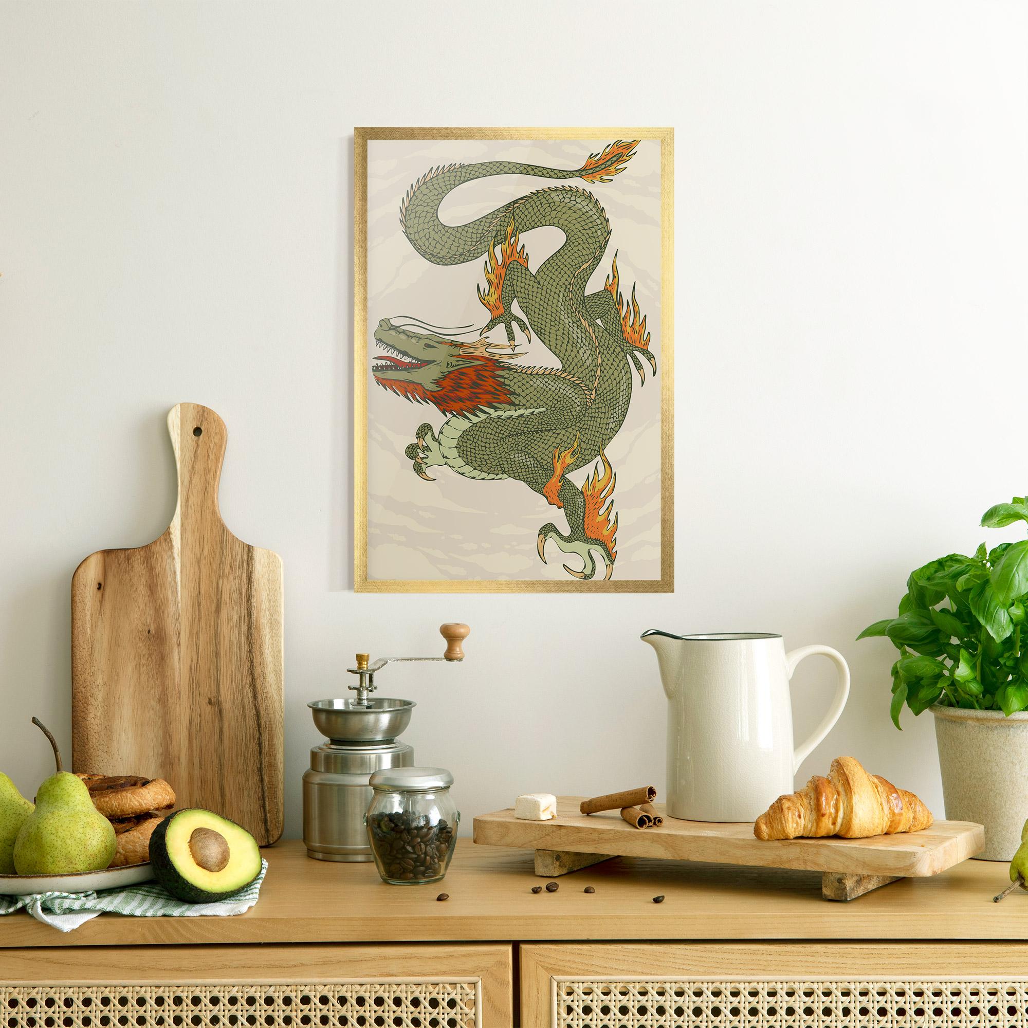 Gerahmte Poster Chinese Dragon Green mockup 8