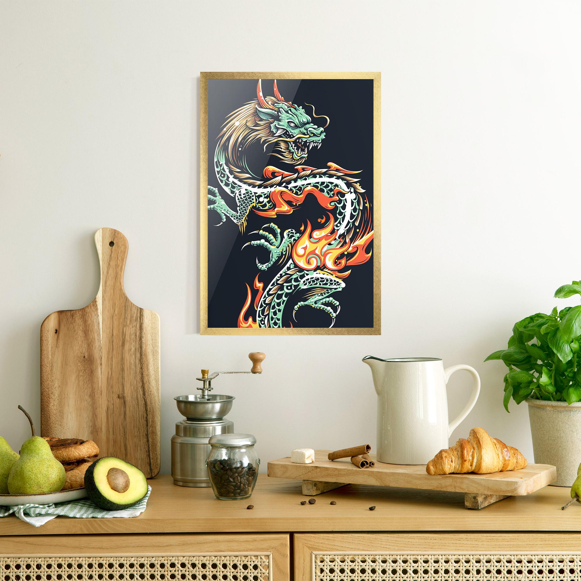 Gerahmte Poster Dragon Green mockup 8