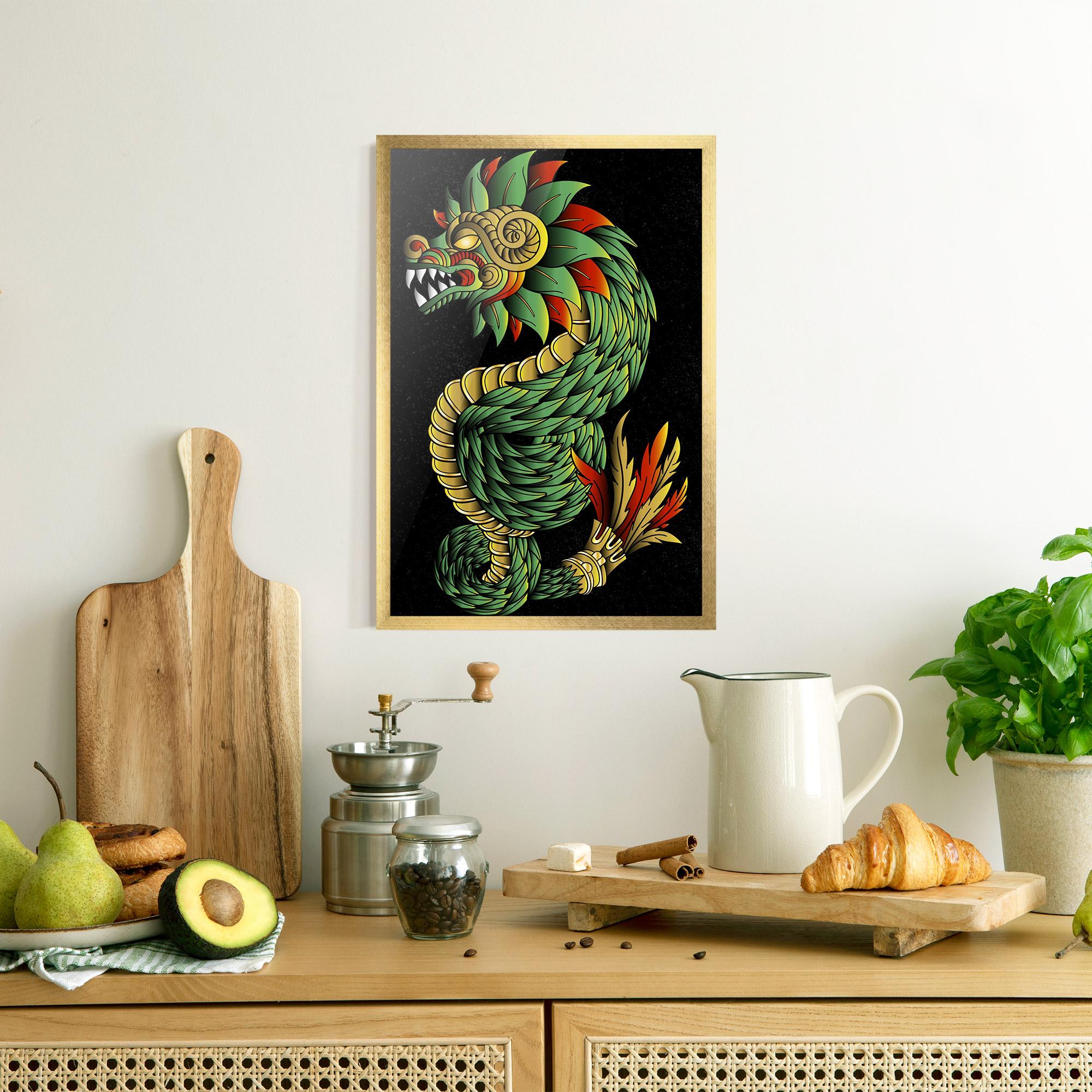 Gerahmte Poster Green Yellow Dragon mockup 8