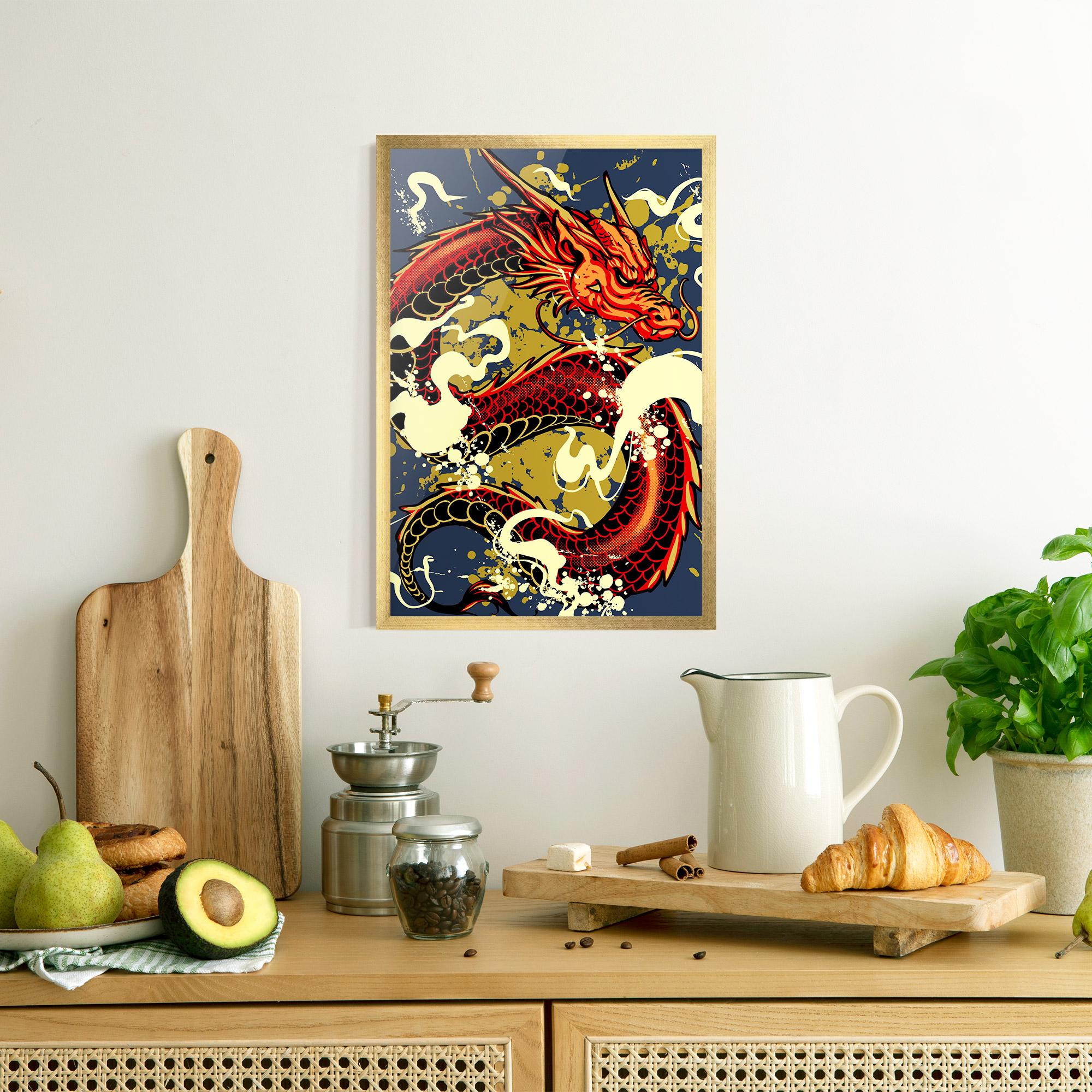 Gerahmte Poster Red Cream Dragon mockup 8