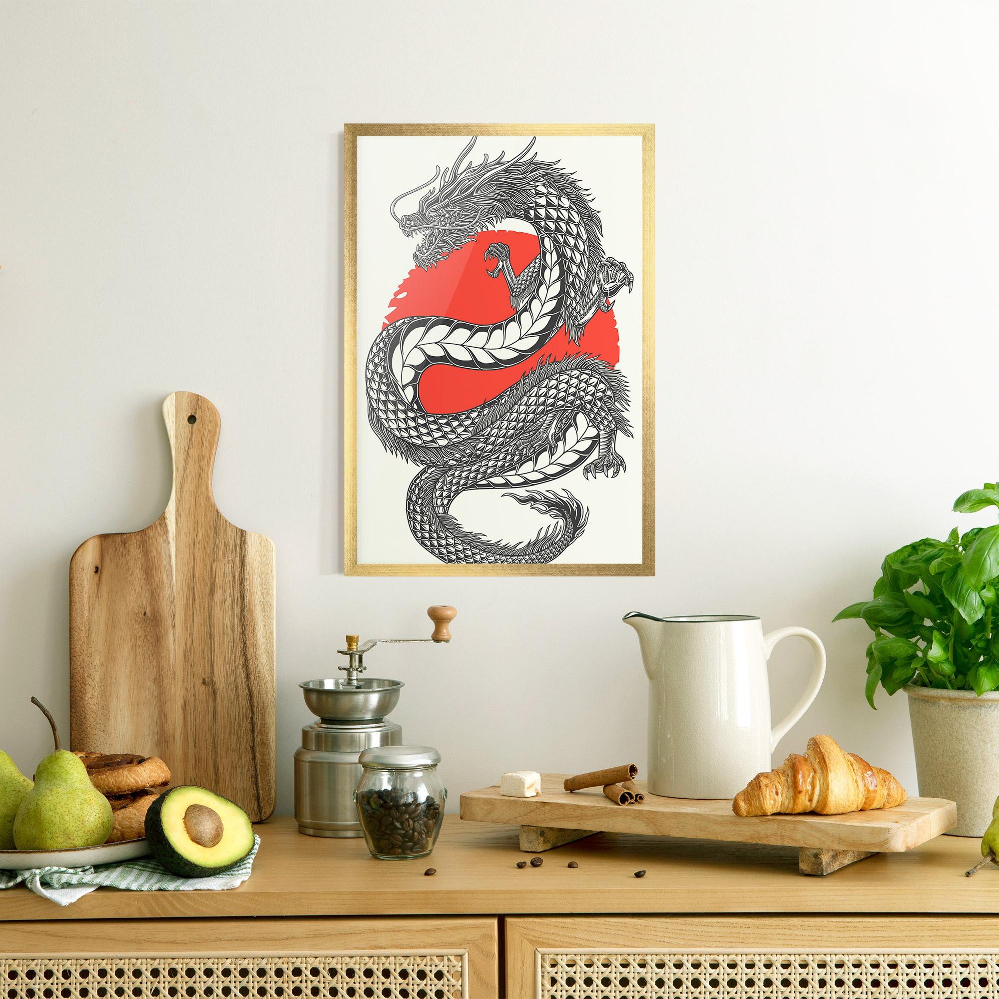 Gerahmte Poster Red Moon Dragon mockup 8