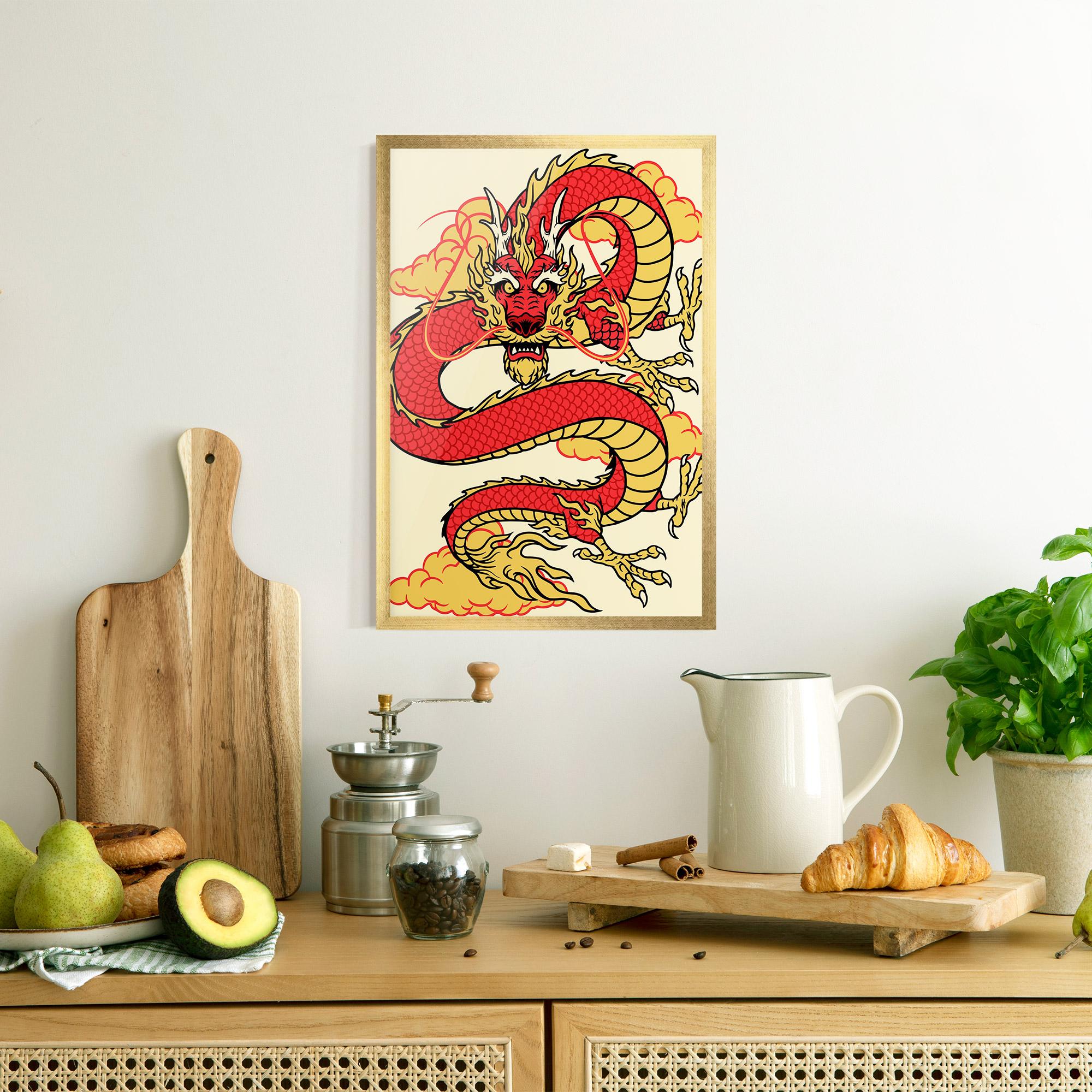 Gerahmte Poster Red Yellow Dragon mockup 8
