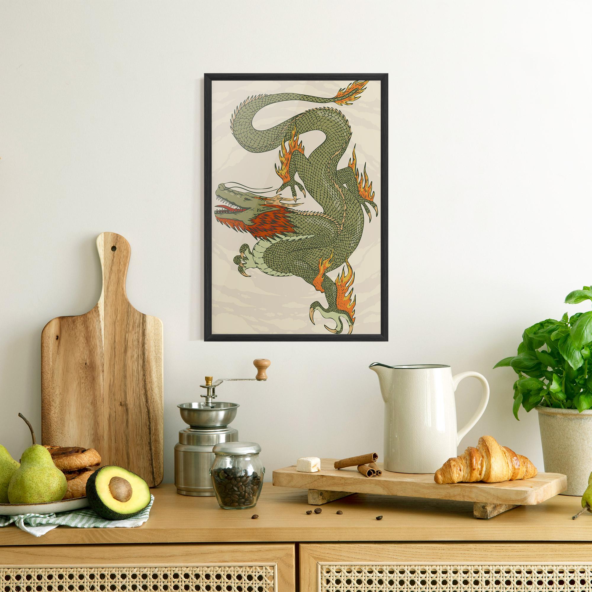 Gerahmte Poster Chinese Dragon Green mockup 8