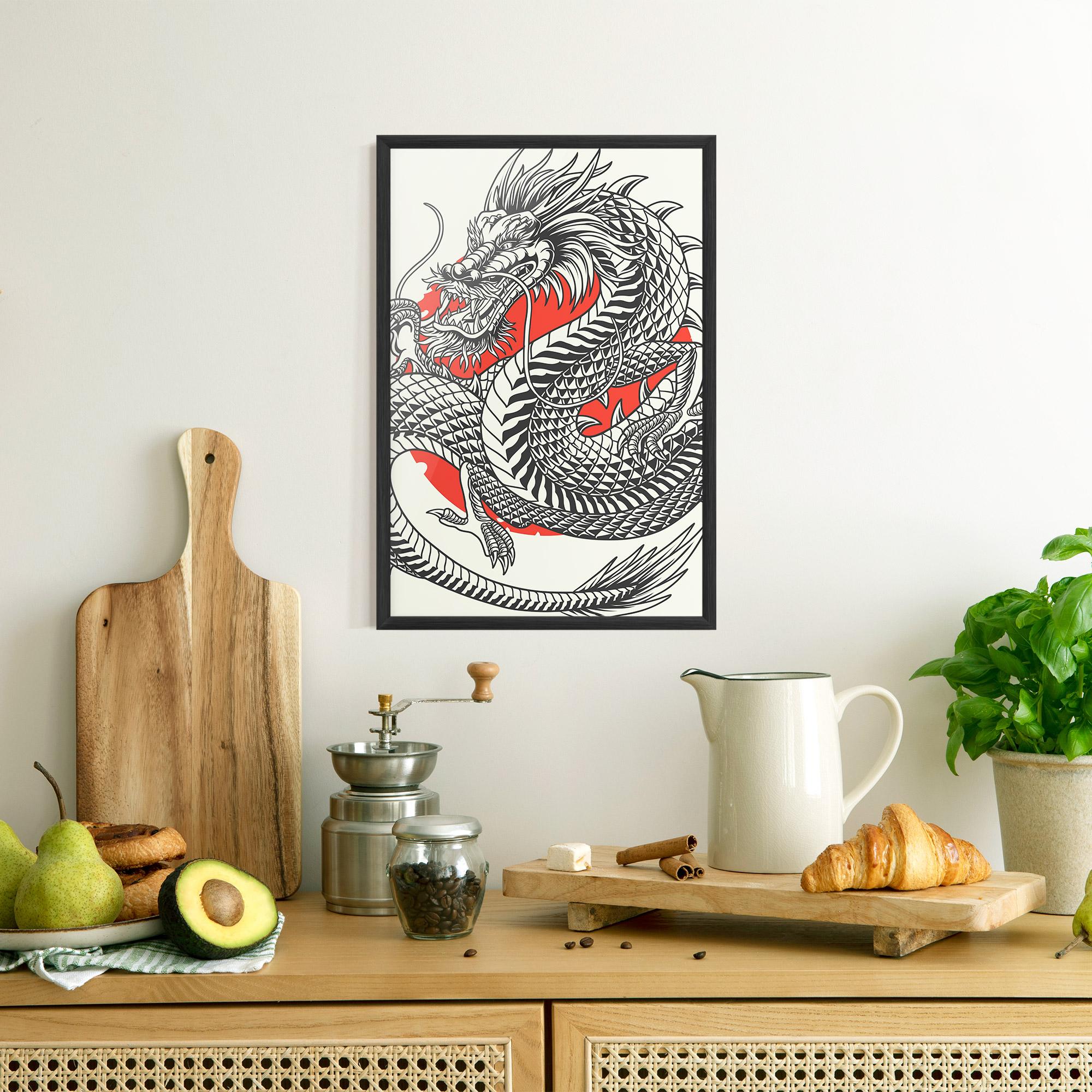 Gerahmte Poster Cream Grey Dragon mockup 8