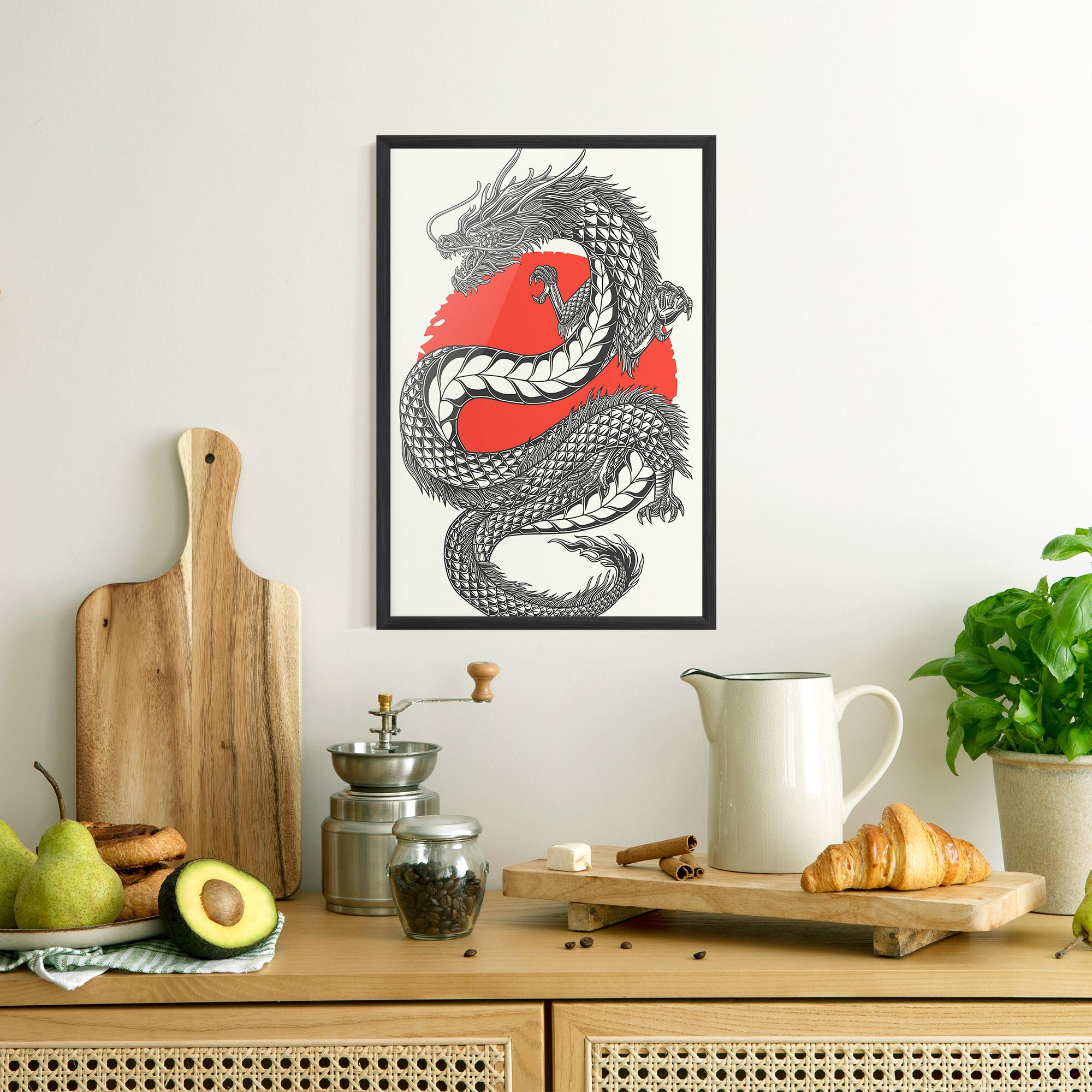 Gerahmte Poster Red Moon Dragon mockup 8