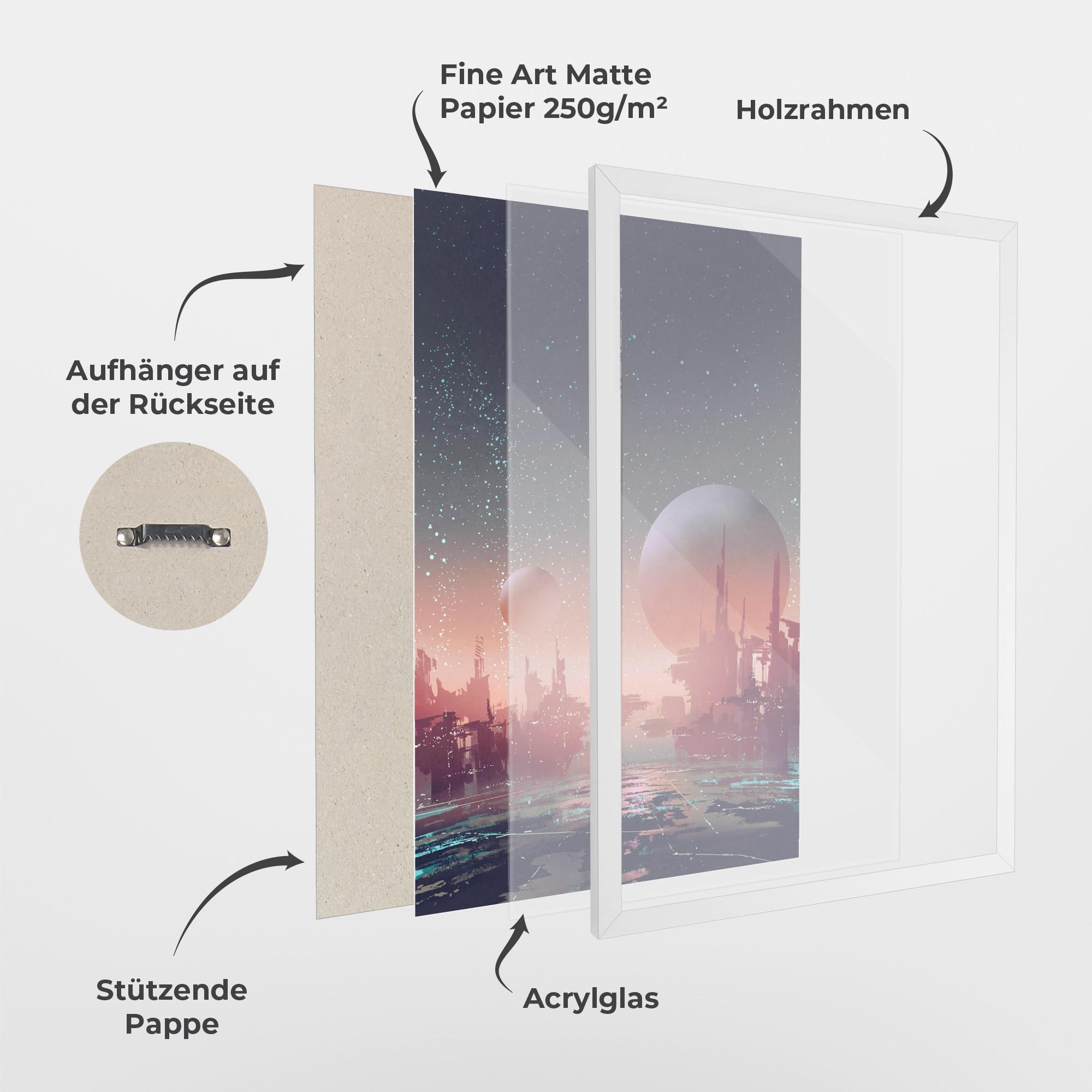 Gerahmte Poster Futuristic Alien Buildings mockup 1