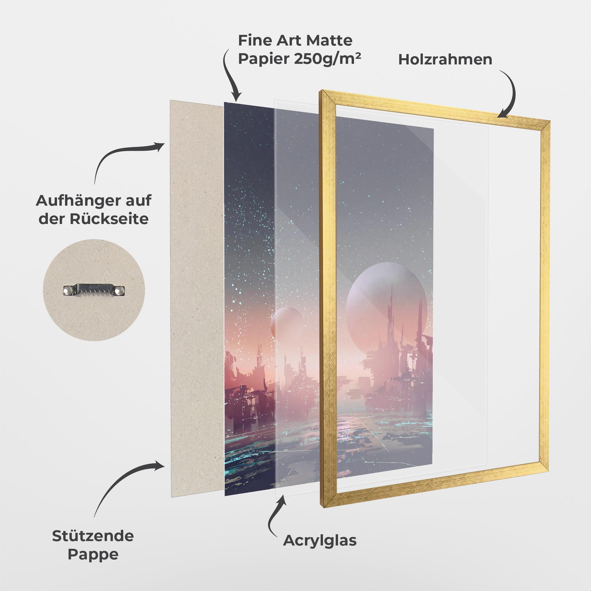 Gerahmte Poster Futuristic Alien Buildings mockup 1