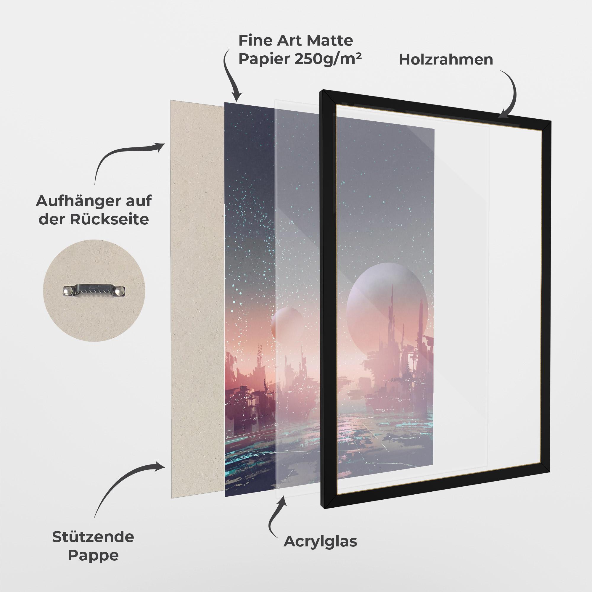 Gerahmte Poster Futuristic Alien Buildings mockup 1