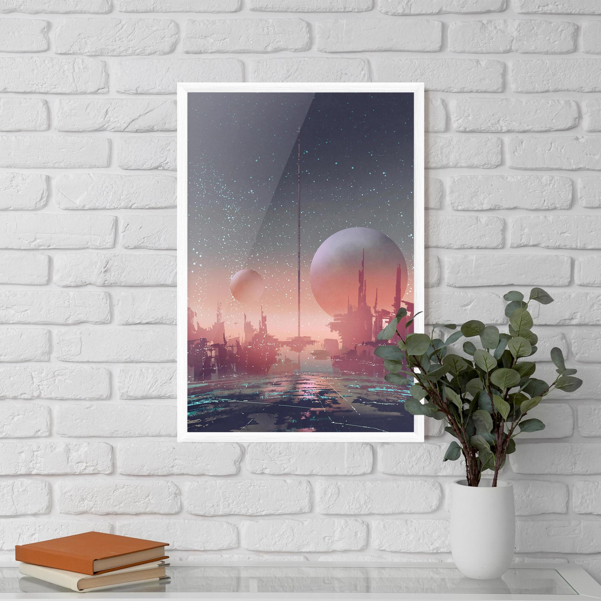 Gerahmte Poster Futuristic Alien Buildings mockup 5