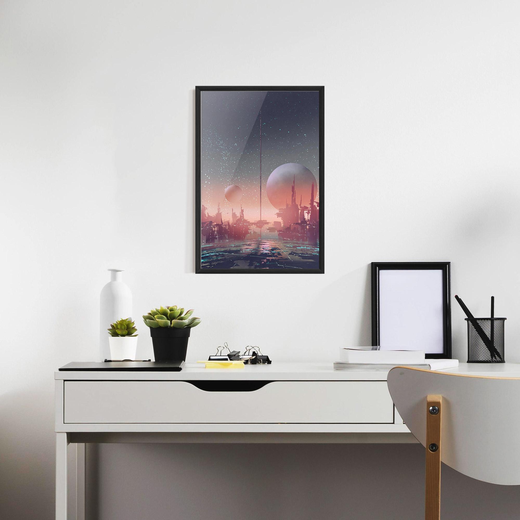 Gerahmte Poster Futuristic Alien Buildings mockup 7