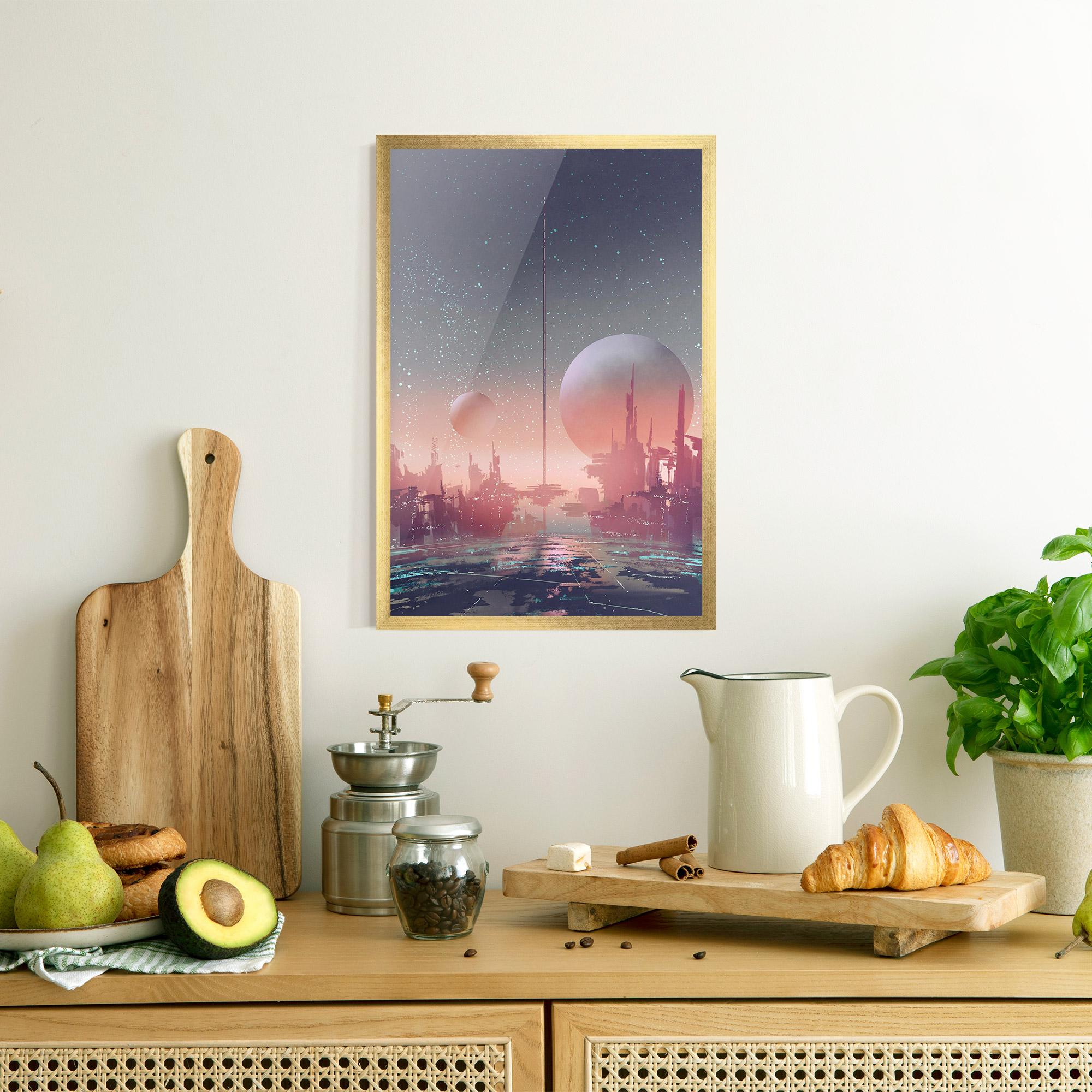 Gerahmte Poster Futuristic Alien Buildings mockup 8