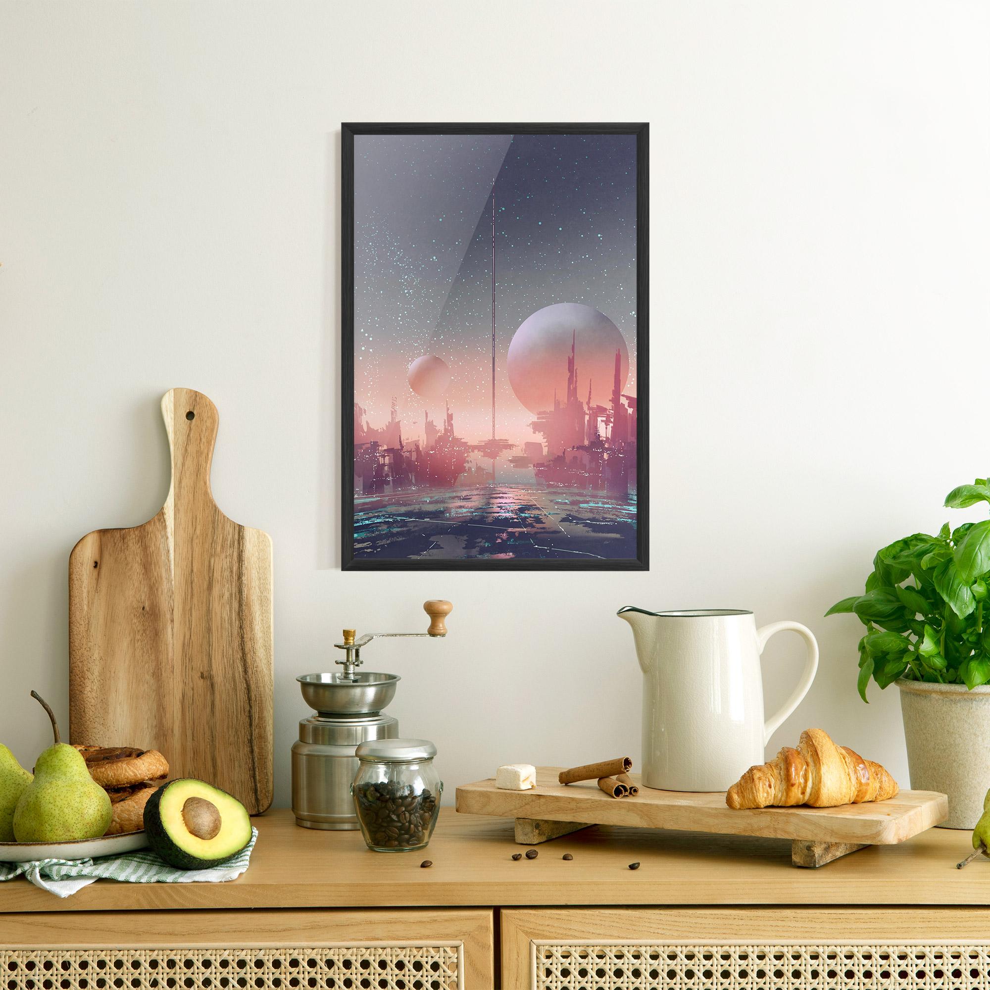 Gerahmte Poster Futuristic Alien Buildings mockup 8