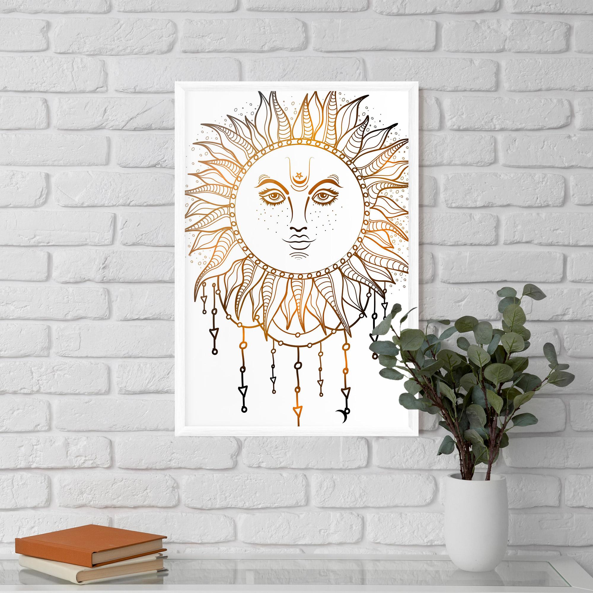 Gerahmte Poster Gold Sun Face mockup 5