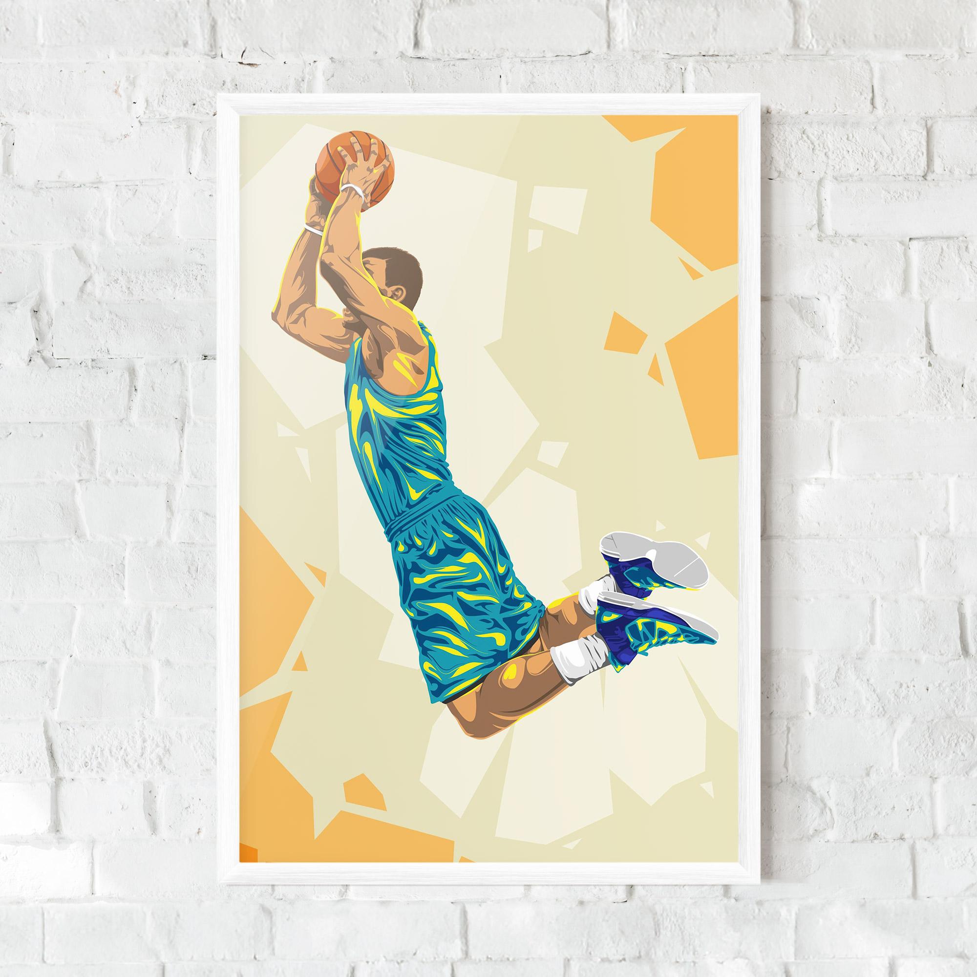 Gerahmte Poster Basketball Dunk Pose mockup 0