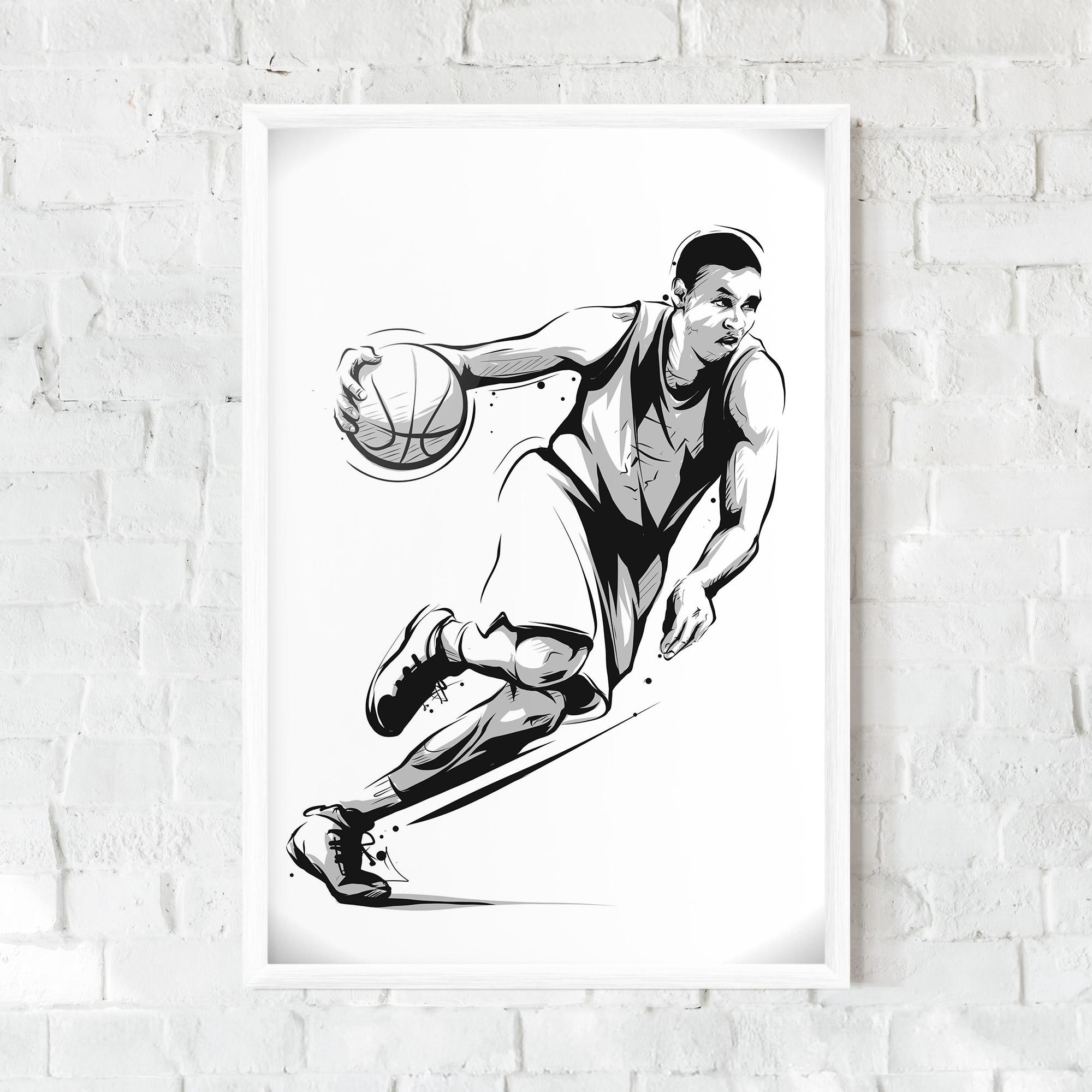 Gerahmte Poster Basketball Player Line mockup 0