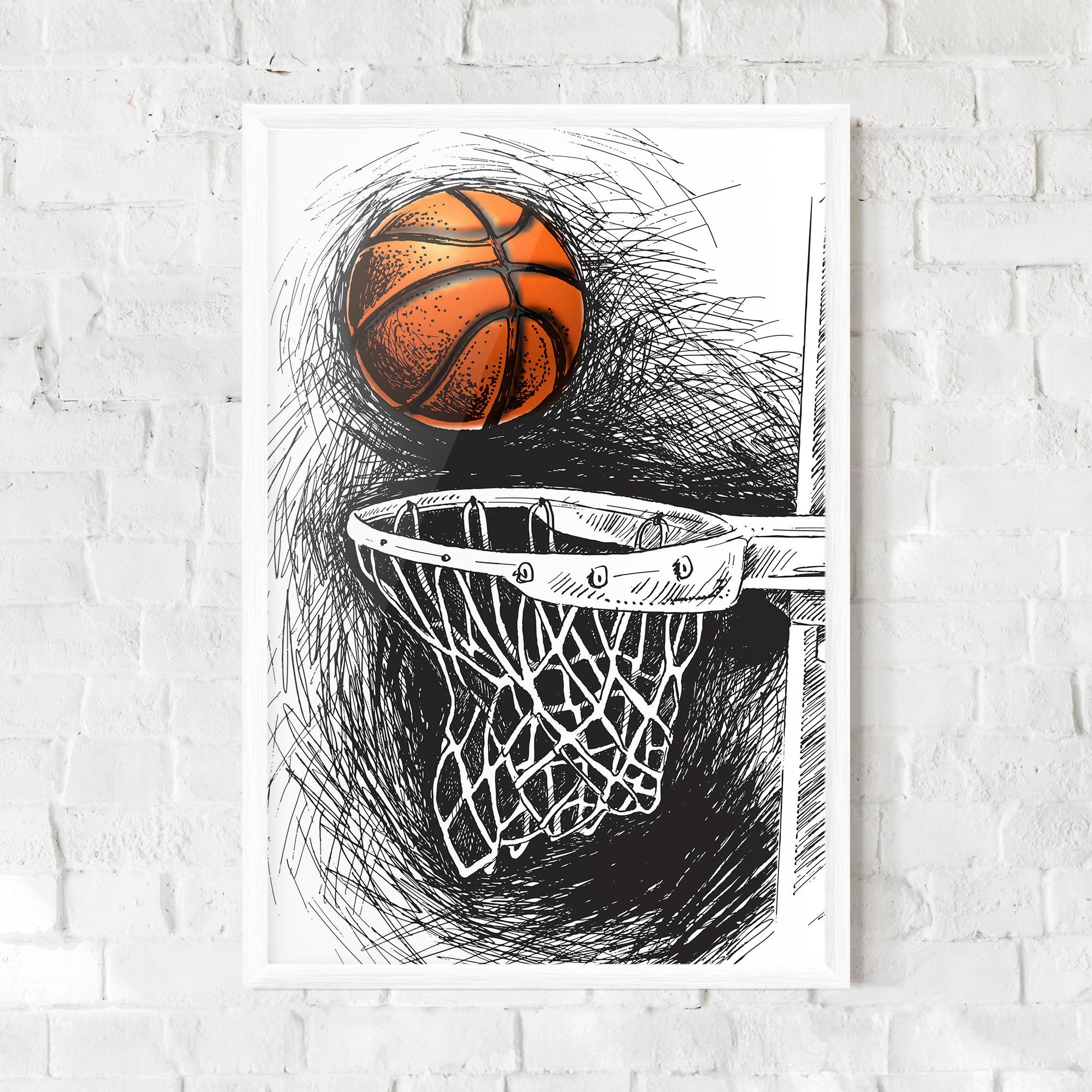 Gerahmte Poster Grey Line Basket mockup 0