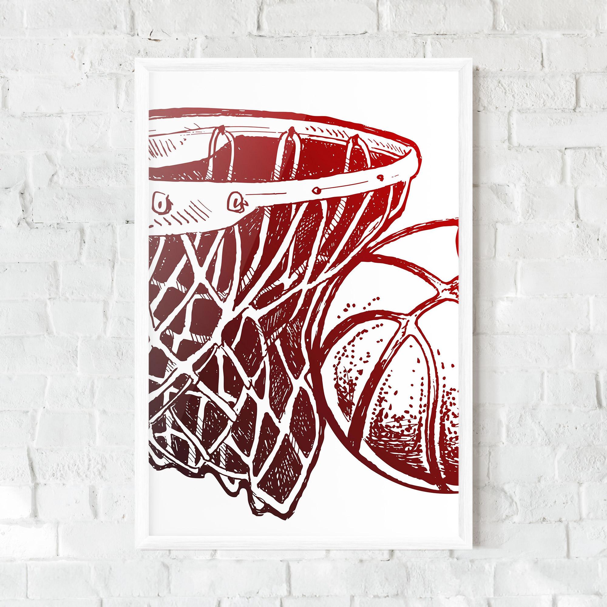 Gerahmte Poster Red Basketball Hoop mockup 0