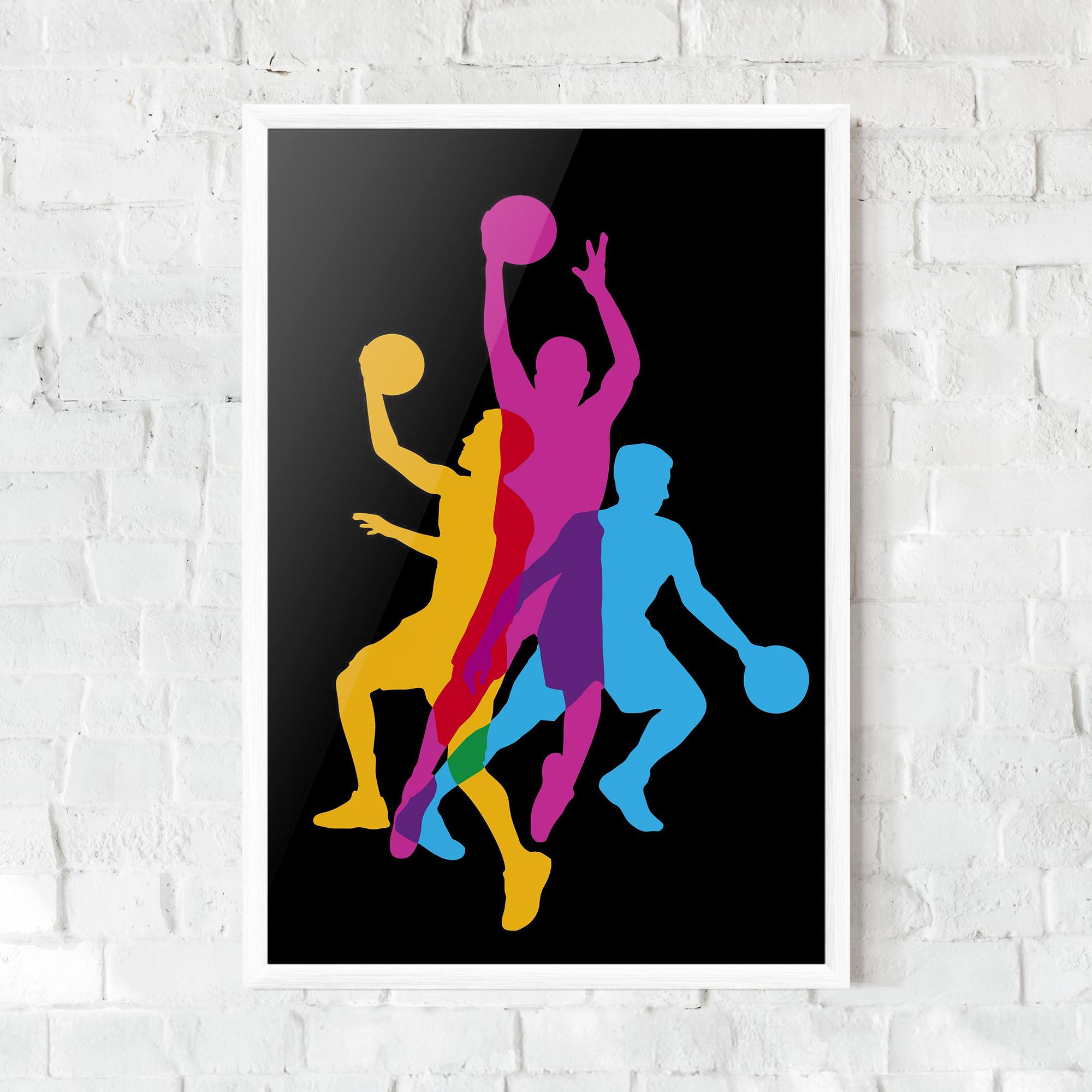 Gerahmte Poster Three Basket Players mockup 0