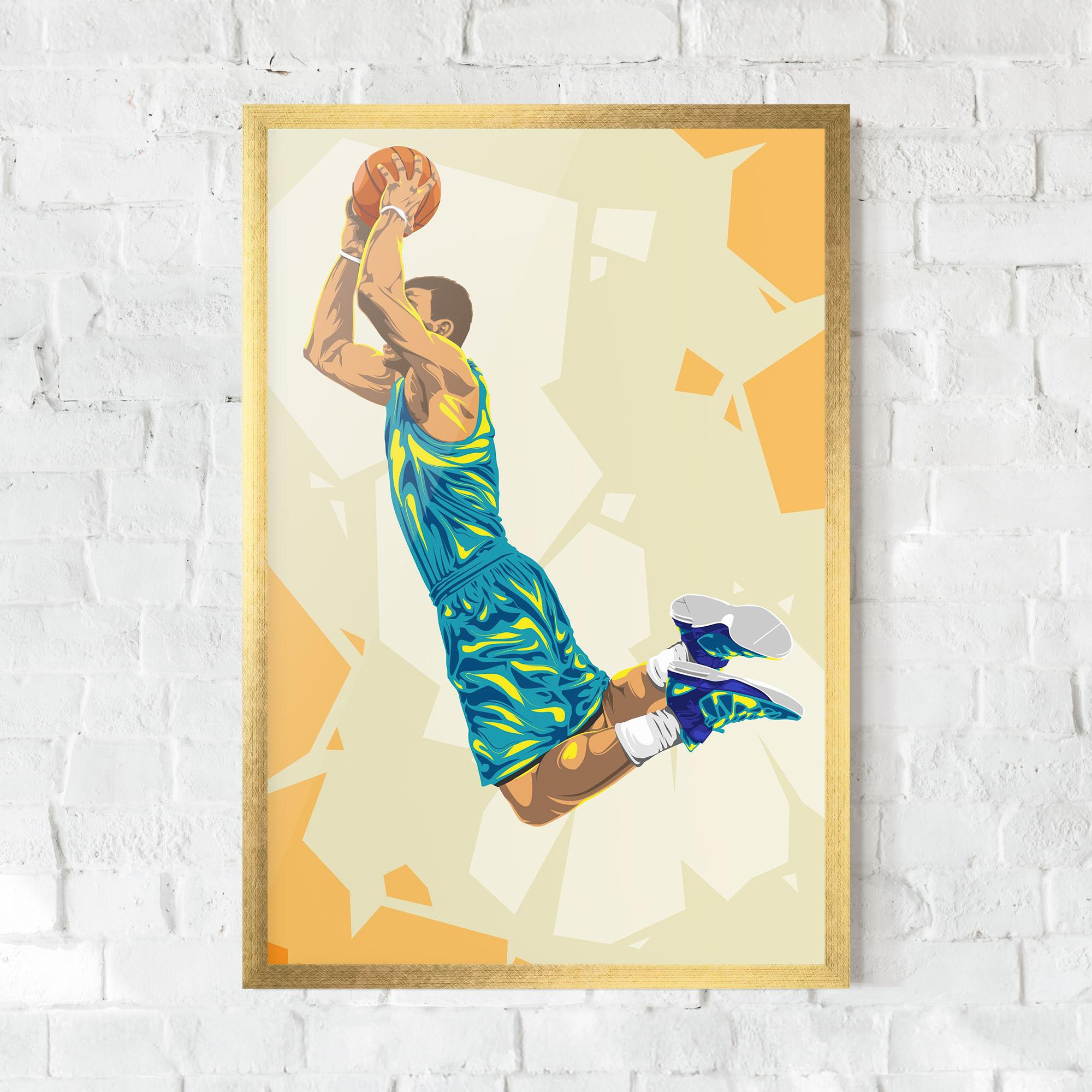 Gerahmte Poster Basketball Dunk Pose mockup 0