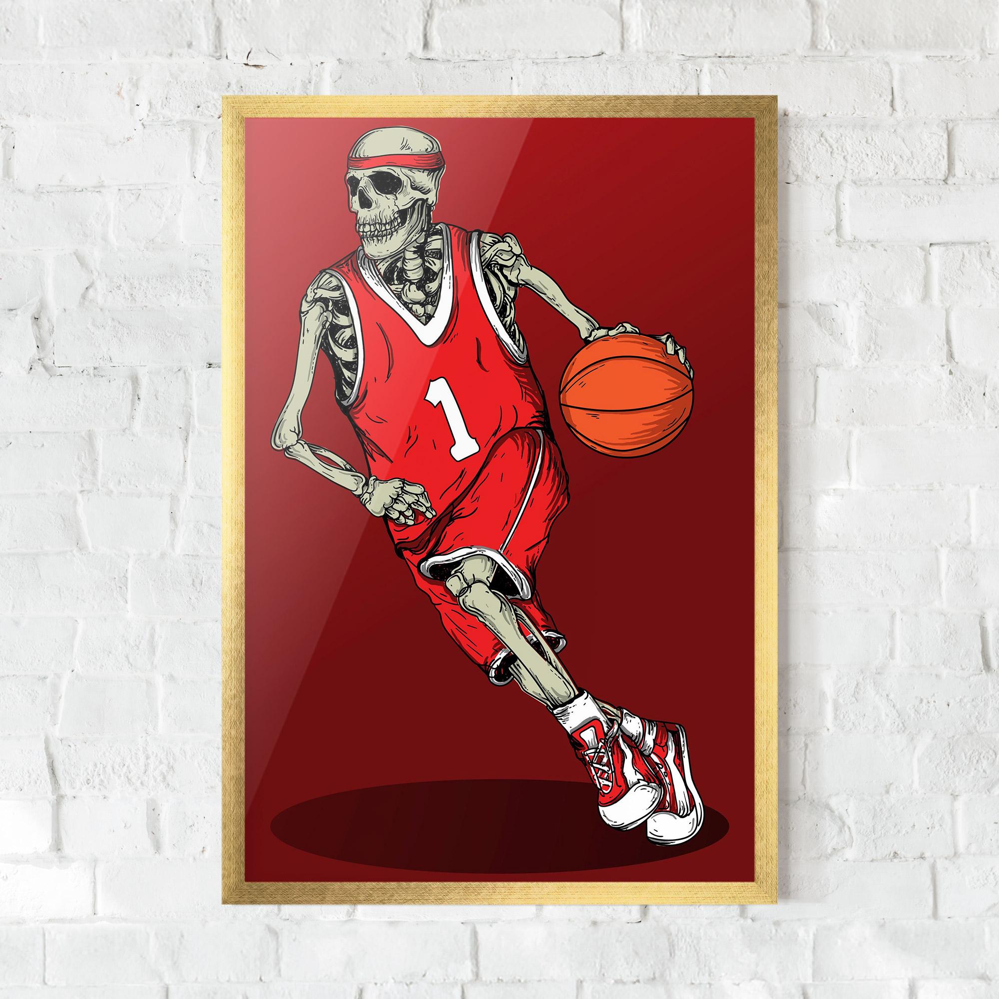 Gerahmte Poster Basketball Skull mockup 0