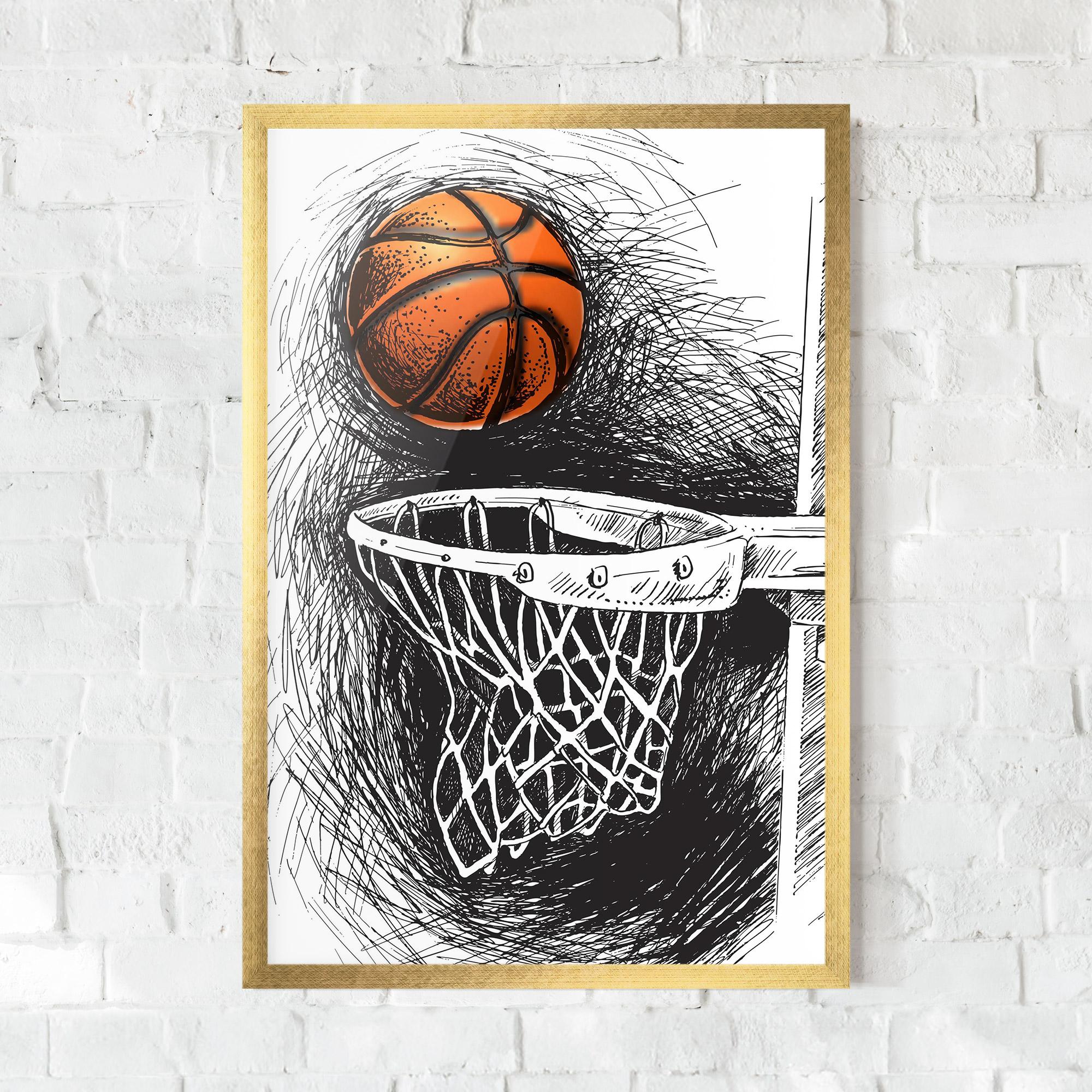 Gerahmte Poster Grey Line Basket mockup 0
