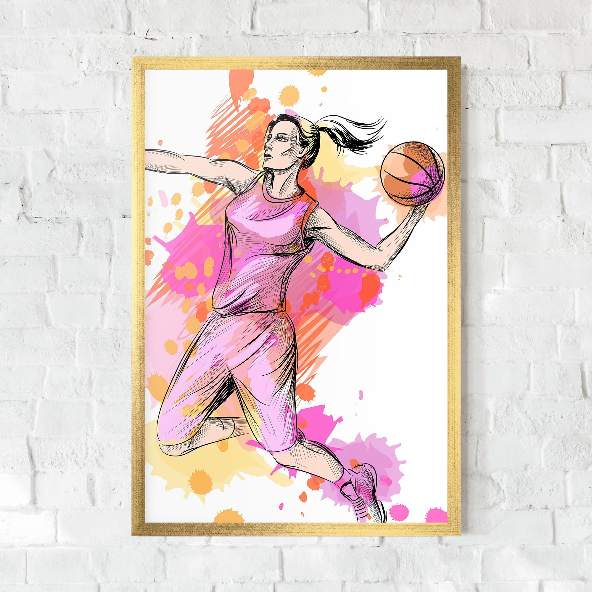 Gerahmte Poster Pink Basket Player mockup 0