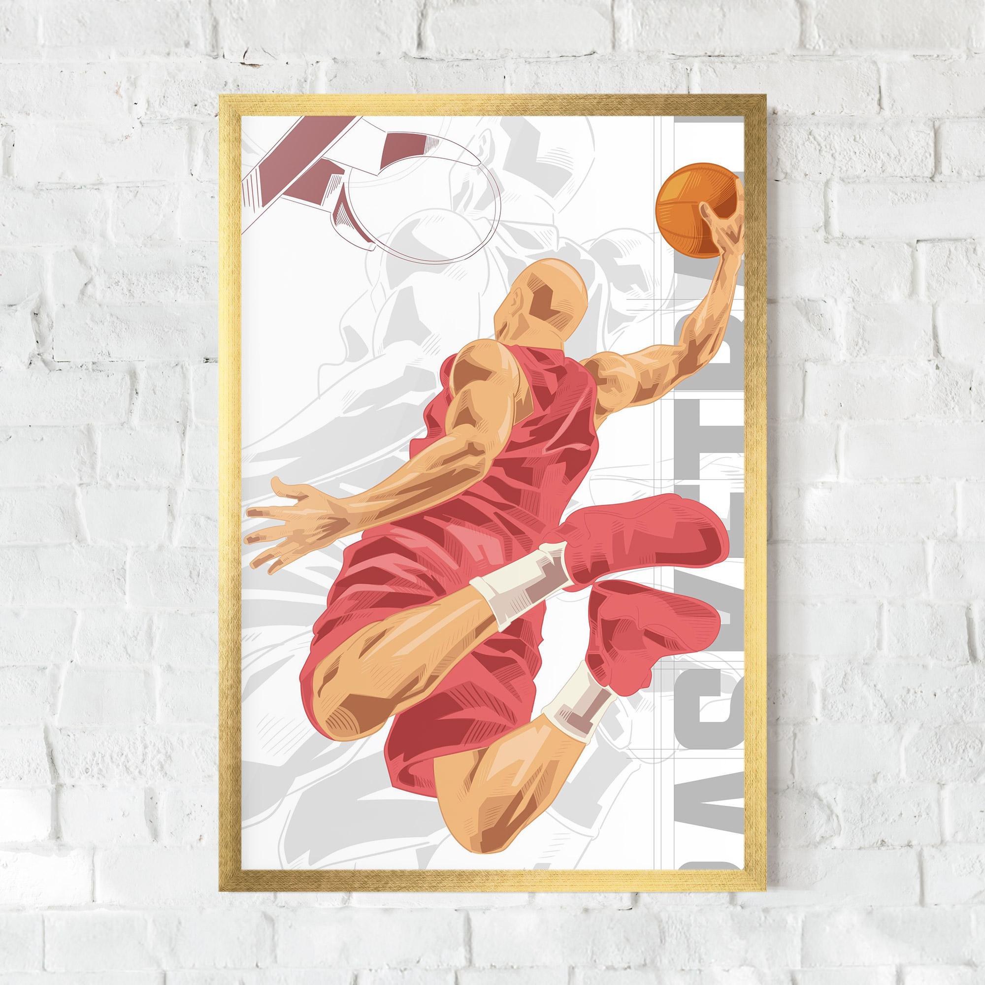 Gerahmte Poster Pink Basketball mockup 0