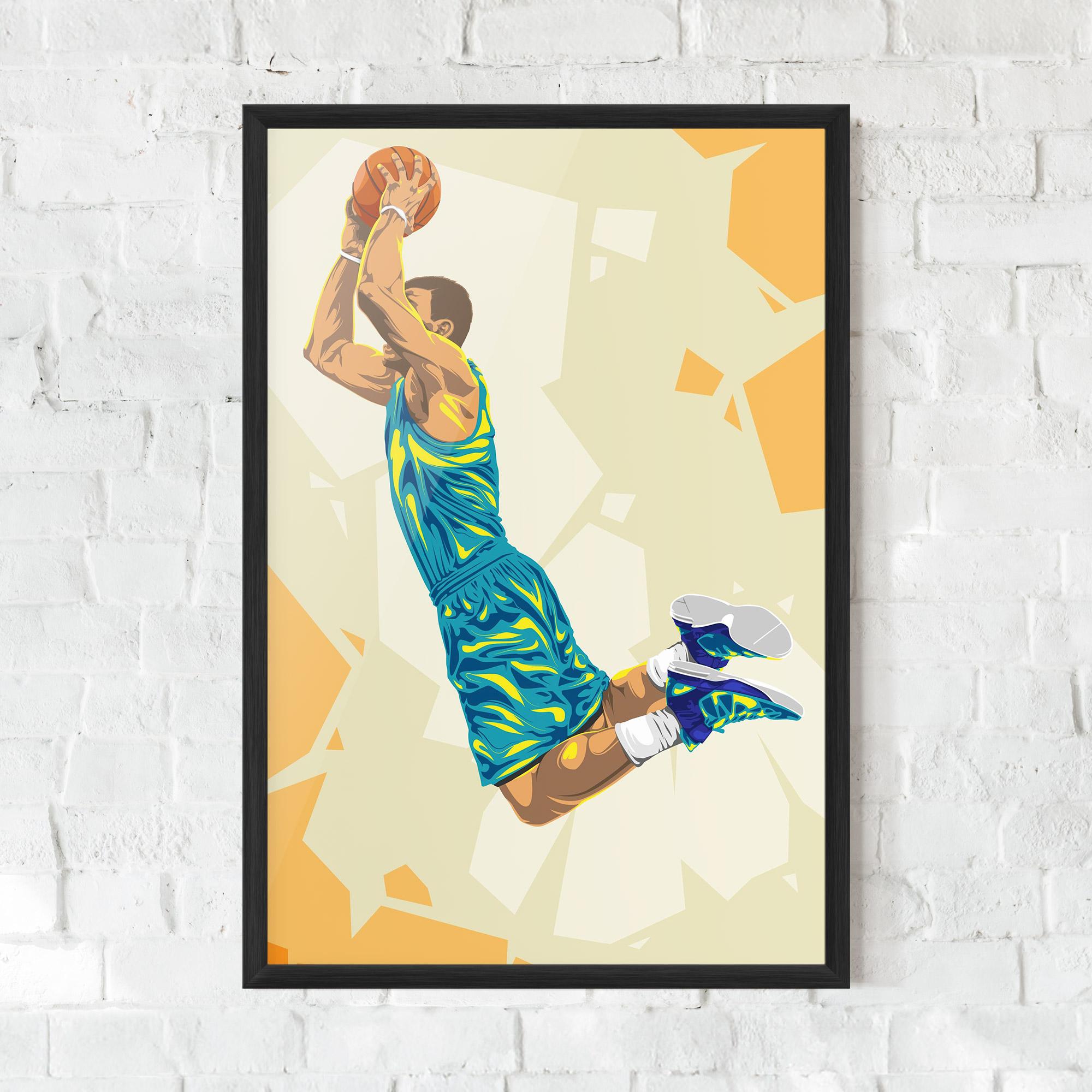 Gerahmte Poster Basketball Dunk Pose mockup 0
