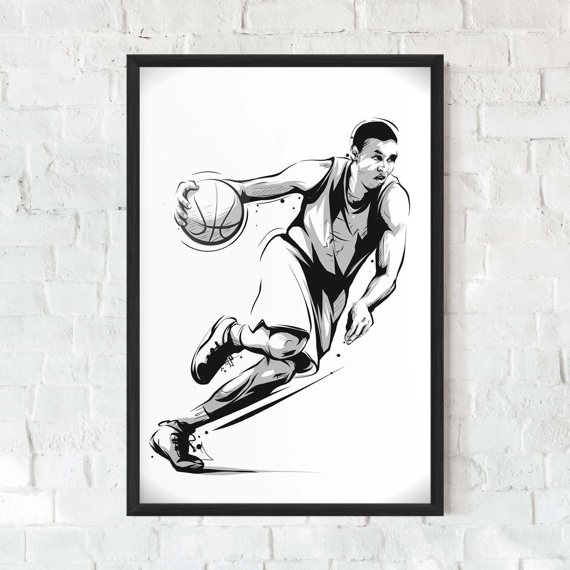 Gerahmte Poster Basketball Player Line mockup 0