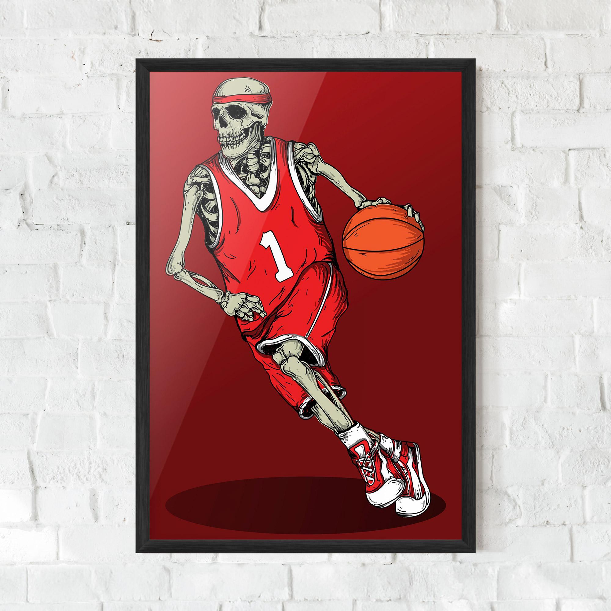 Gerahmte Poster Basketball Skull mockup 0