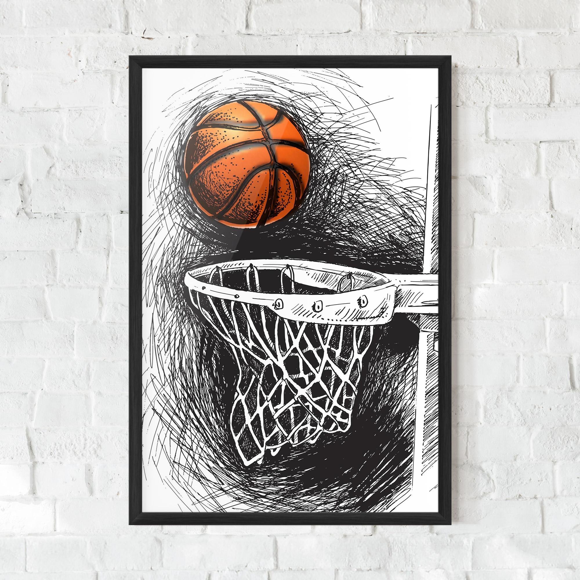 Gerahmte Poster Grey Line Basket mockup 0