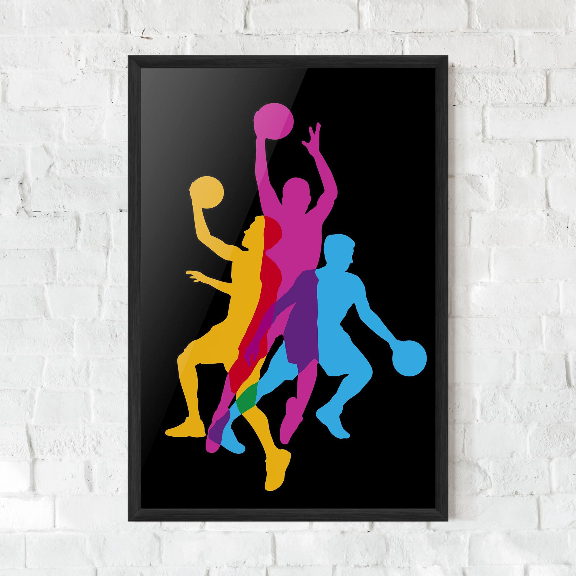 Gerahmte Poster Three Basket Players mockup 0