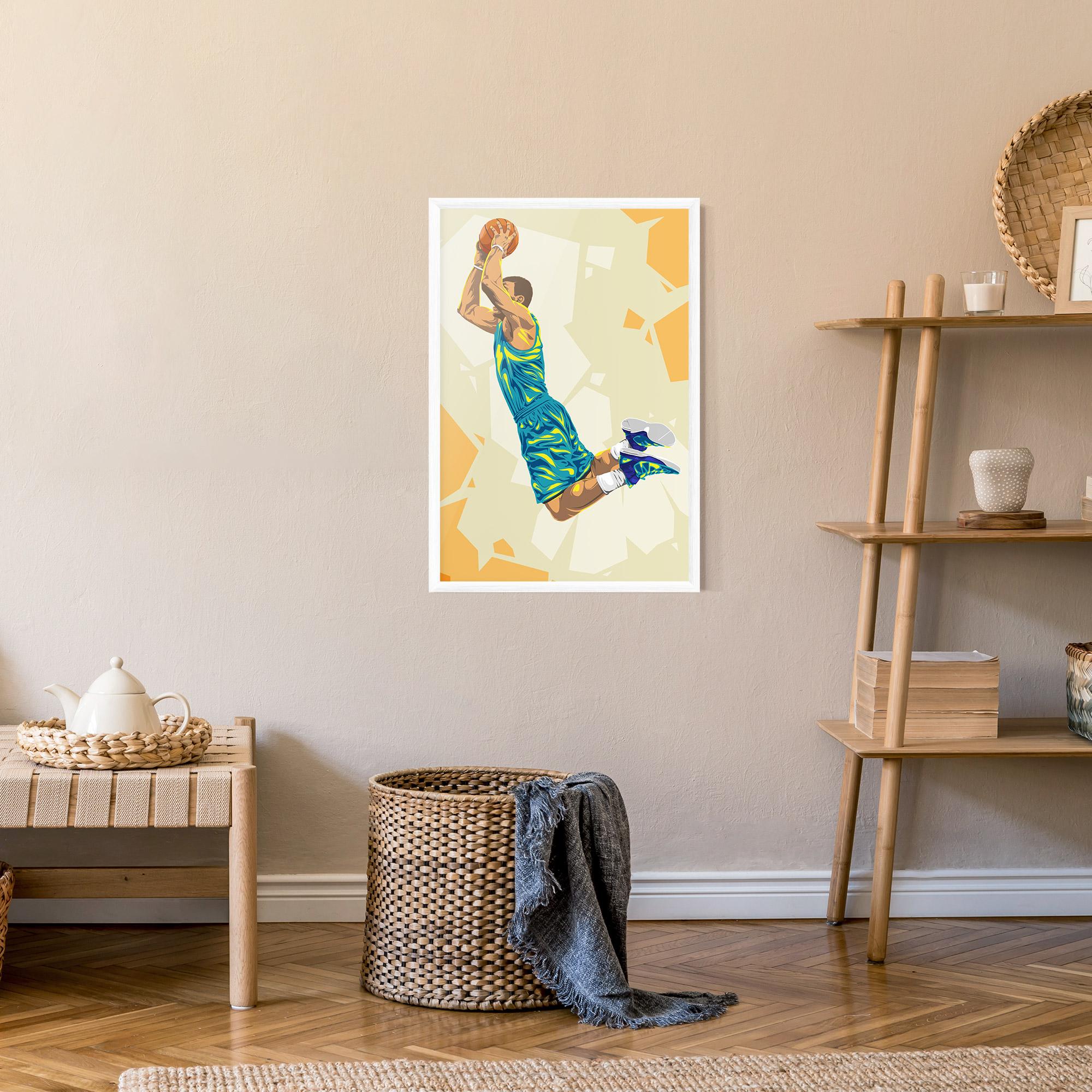 Gerahmte Poster Basketball Dunk Pose mockup 9