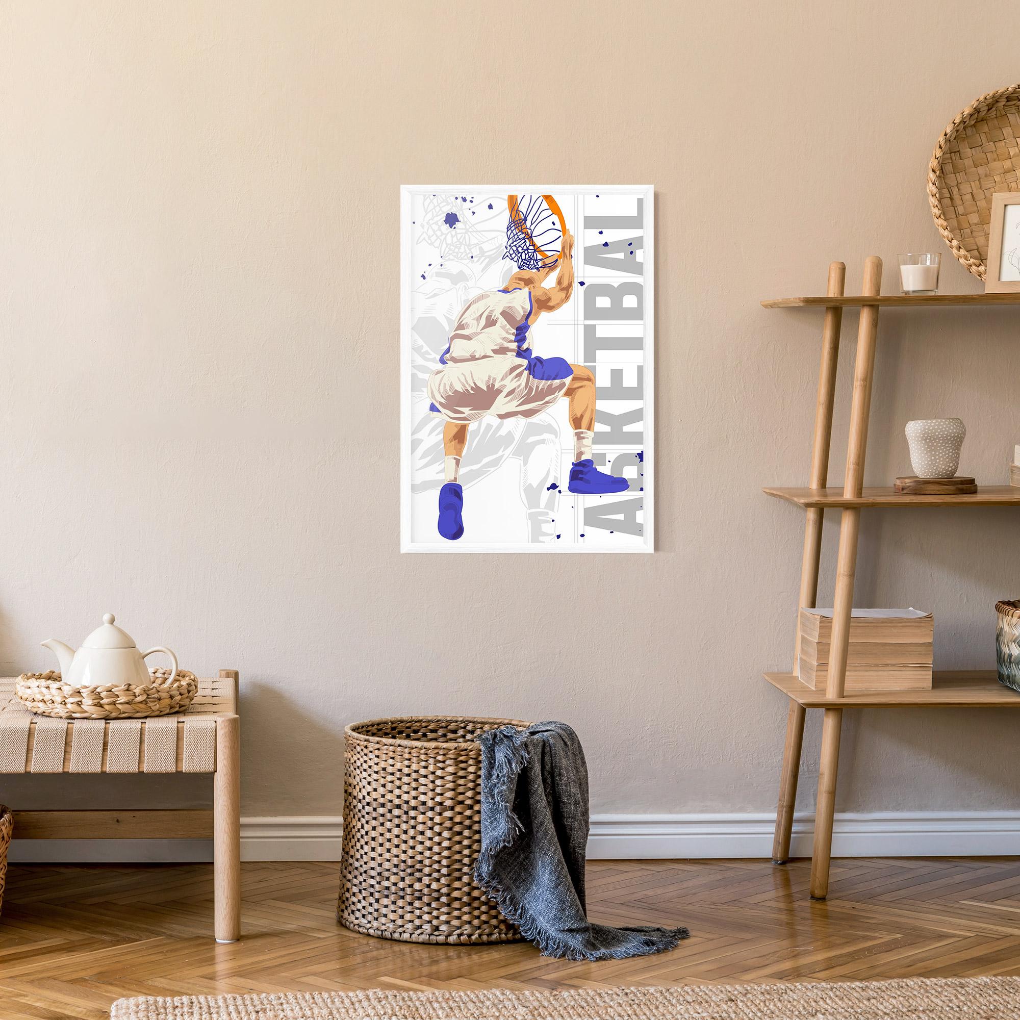 Gerahmte Poster Grey Basketball mockup 9