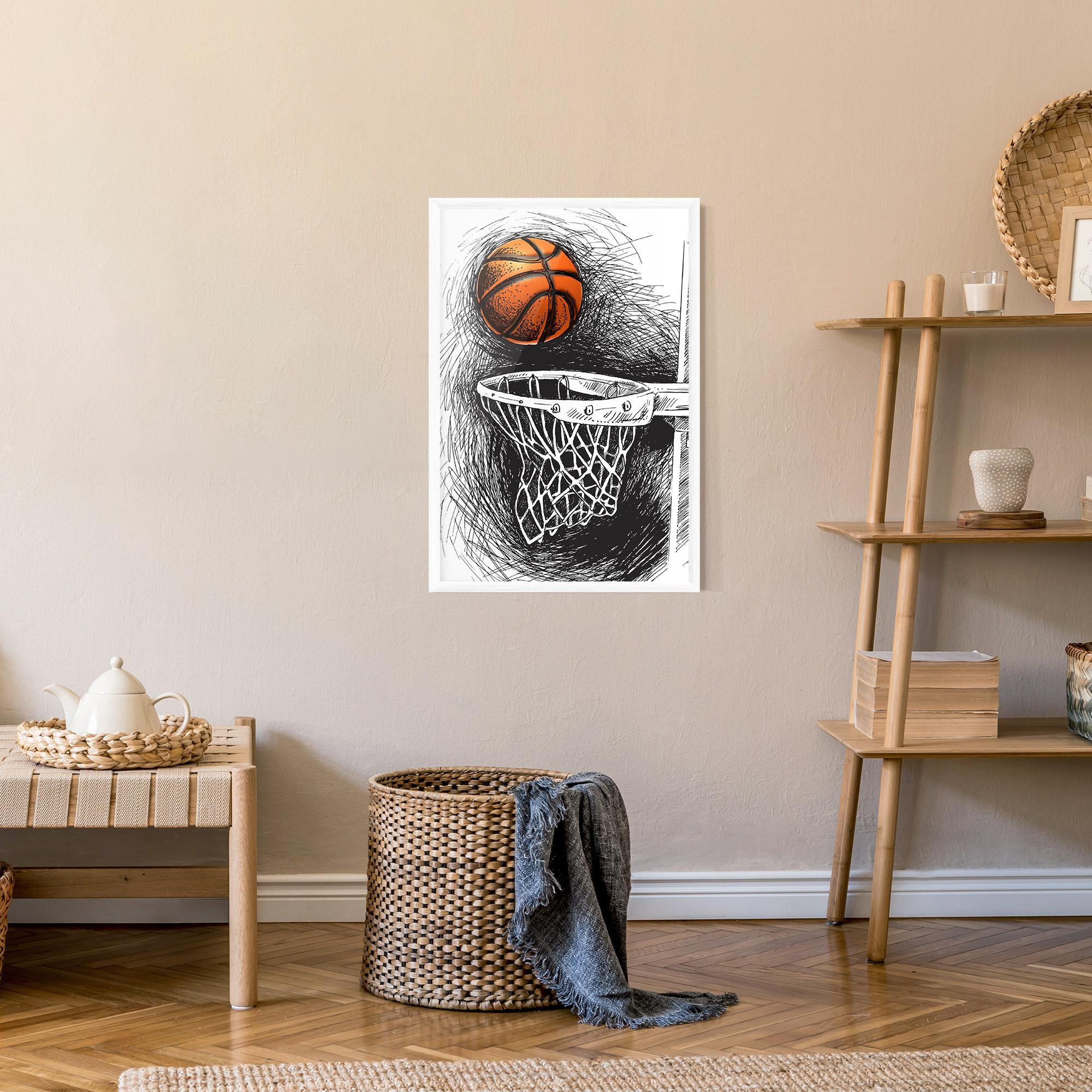 Gerahmte Poster Grey Line Basket mockup 9