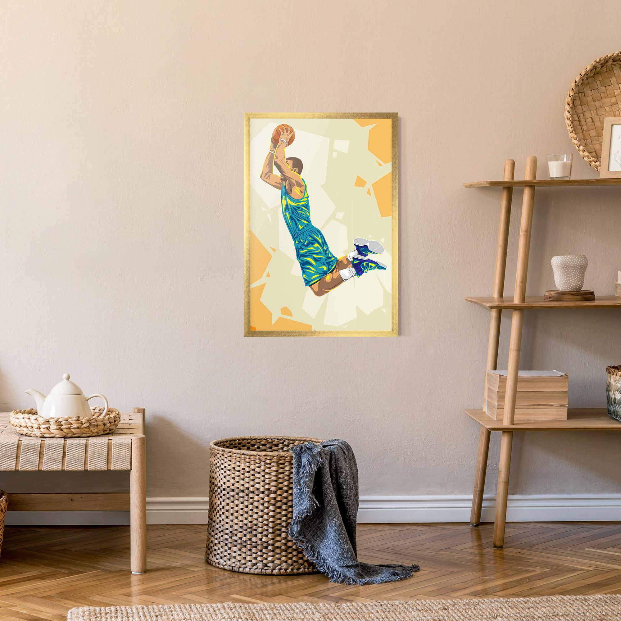 Gerahmte Poster Basketball Dunk Pose mockup 9
