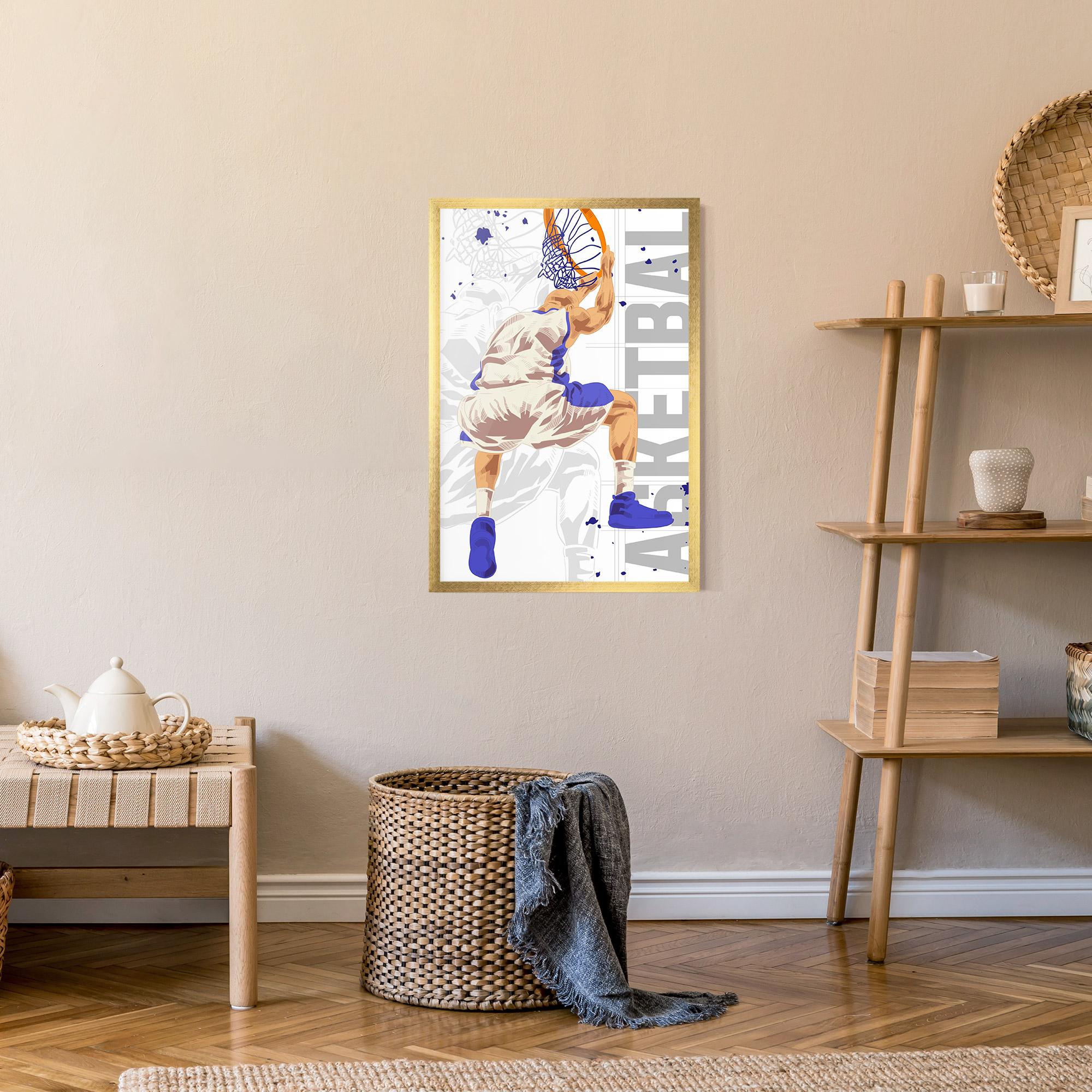 Gerahmte Poster Grey Basketball mockup 9