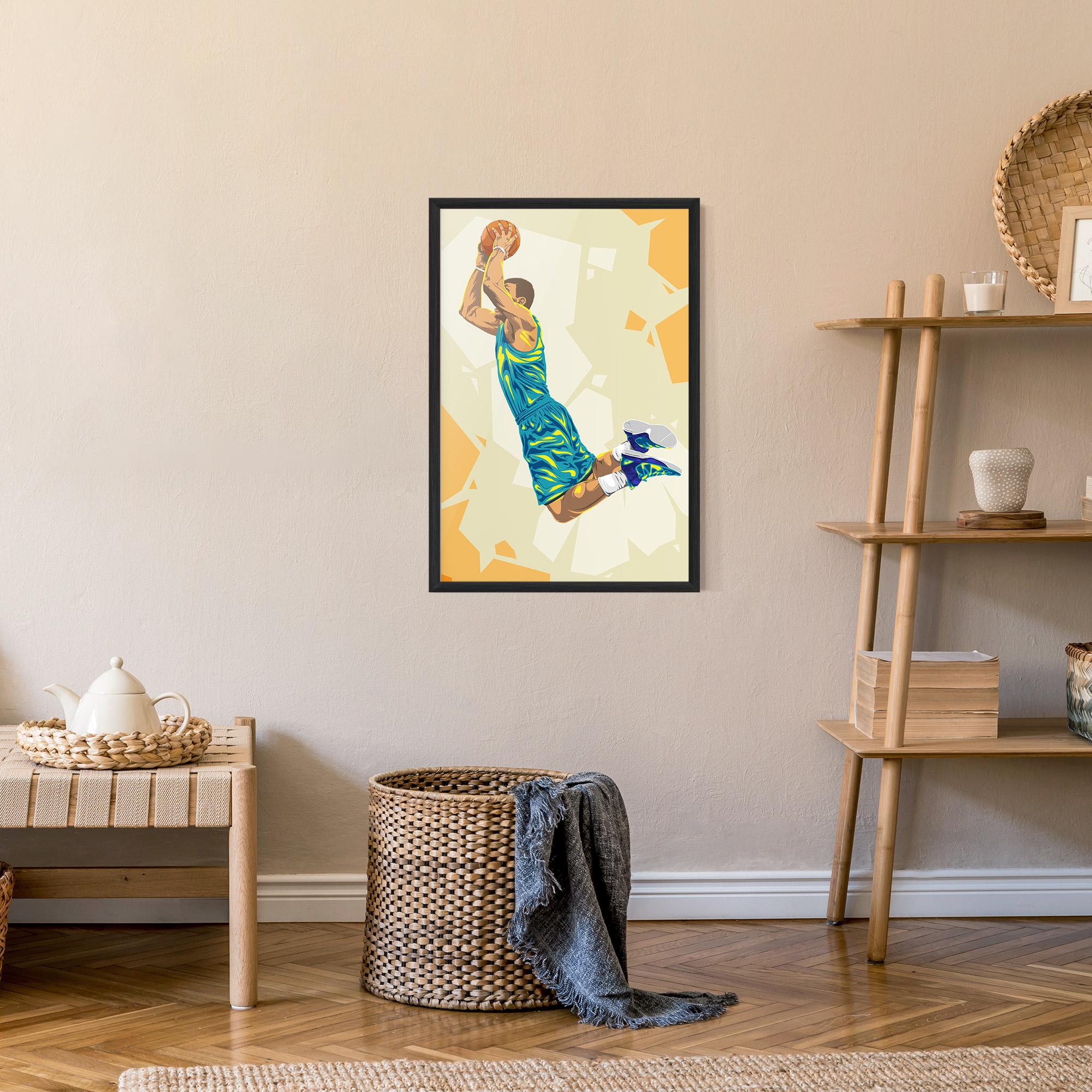 Gerahmte Poster Basketball Dunk Pose mockup 9