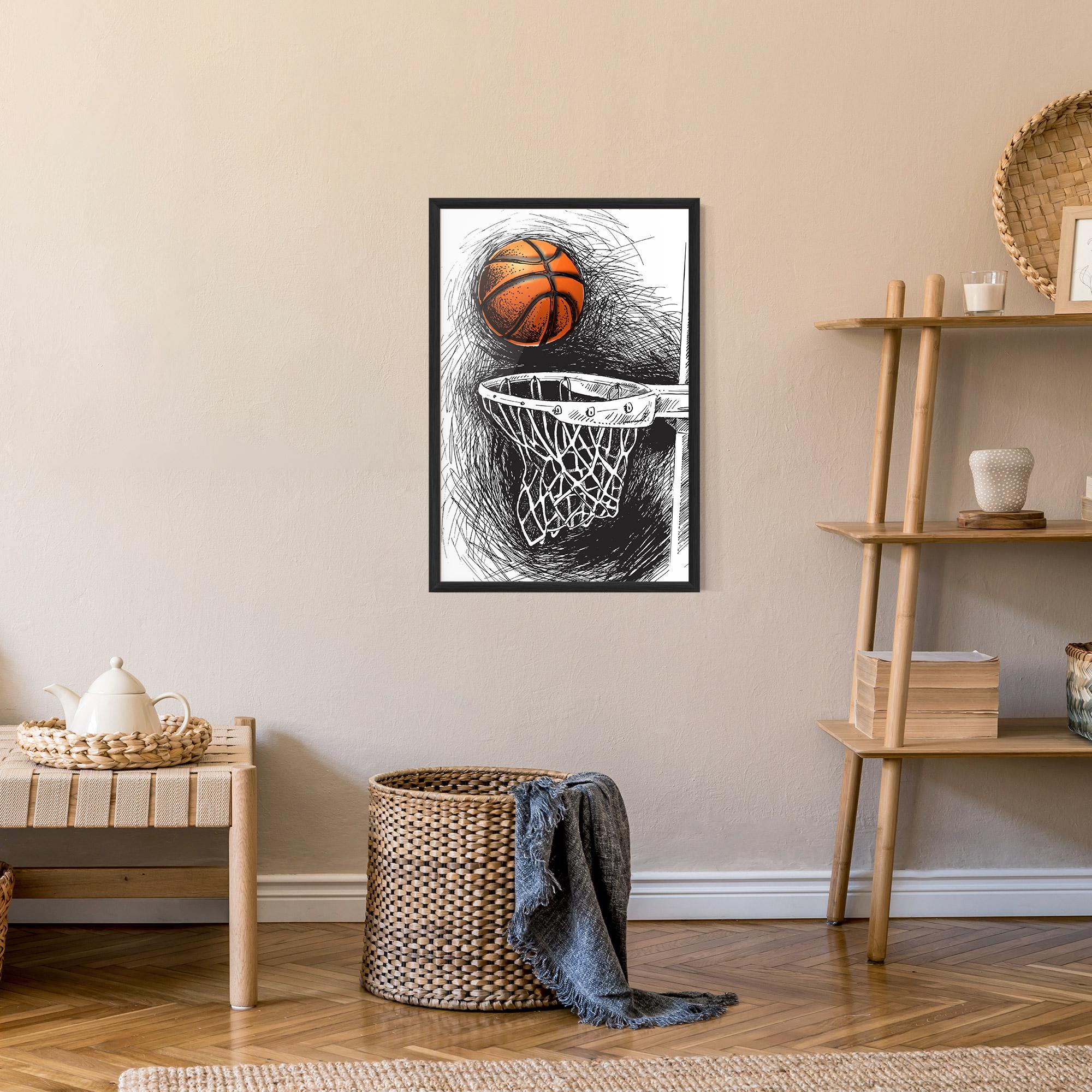 Gerahmte Poster Grey Line Basket mockup 9