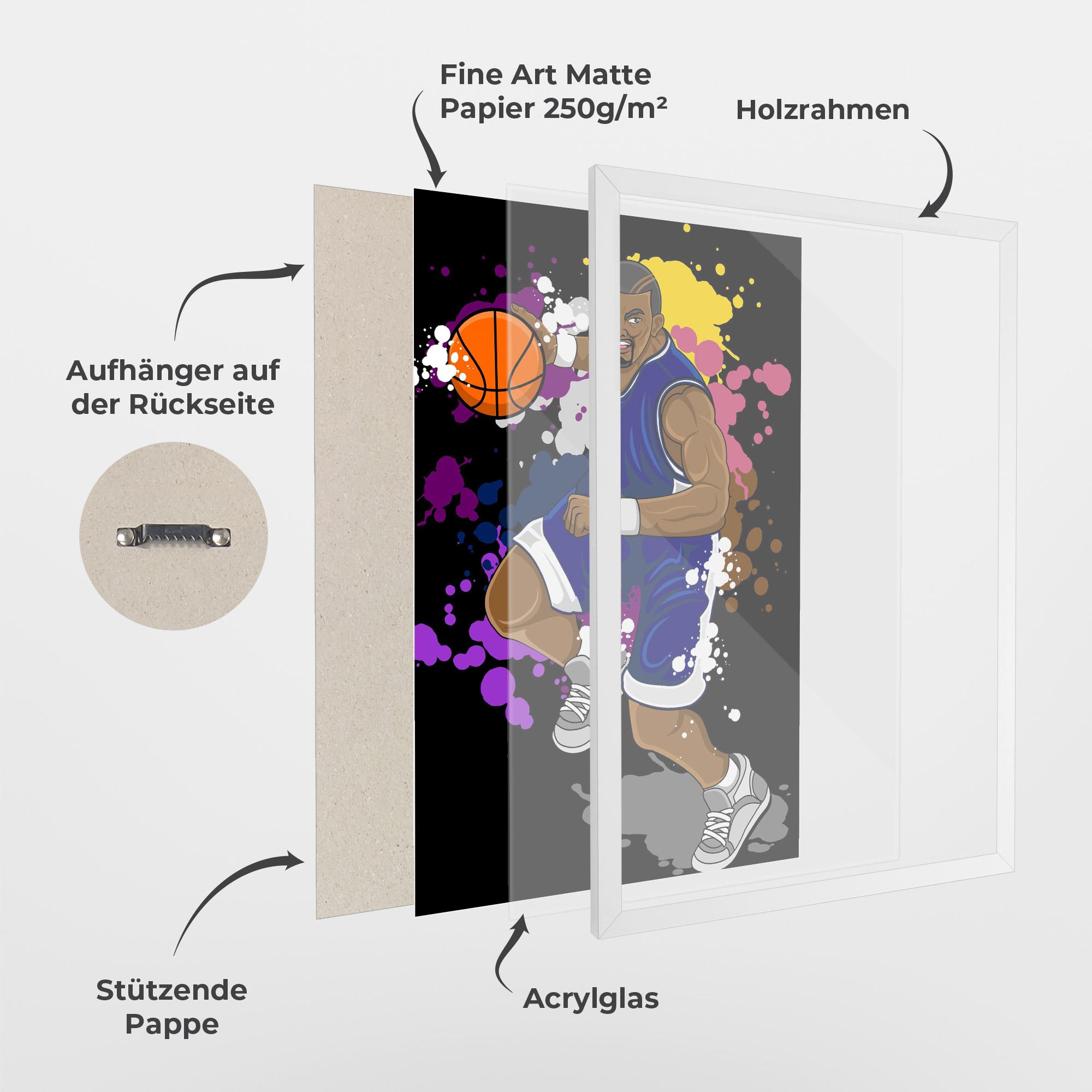 Gerahmte Poster Basketball Character mockup 1