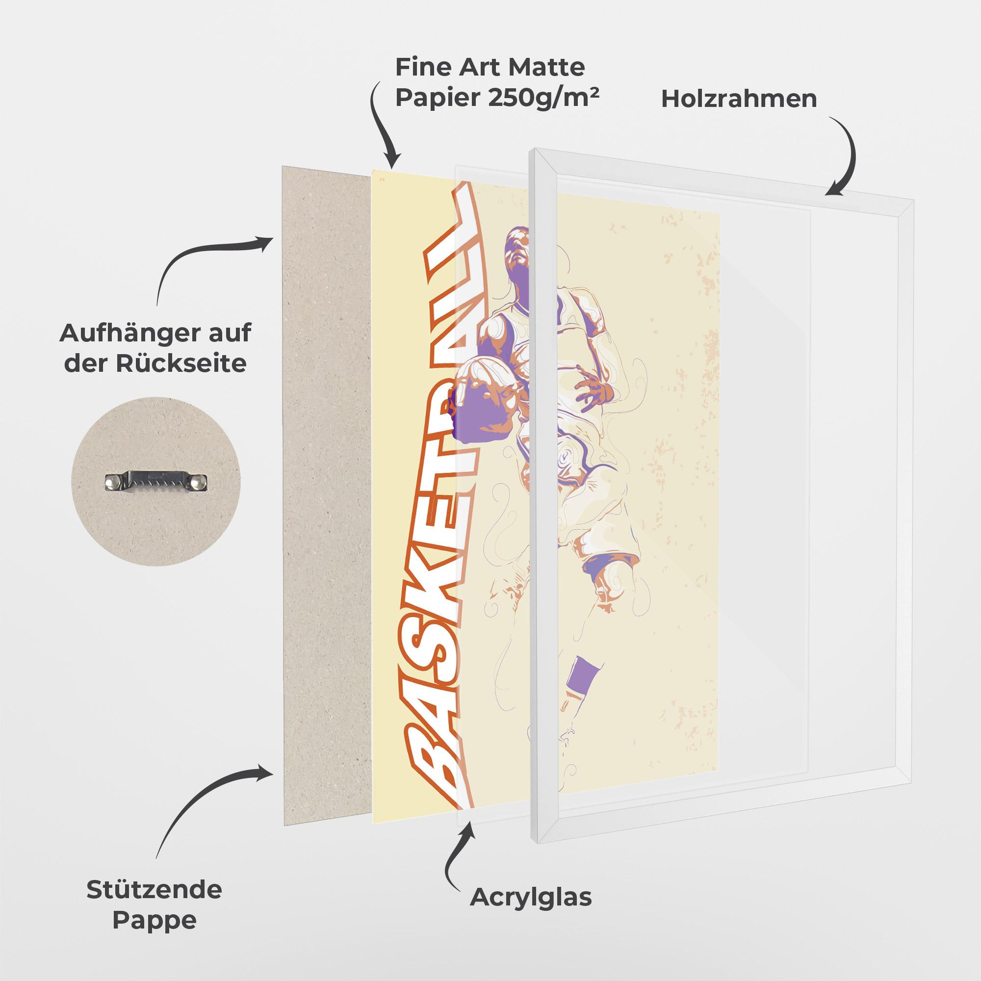 Gerahmte Poster Basketball Cream mockup 1