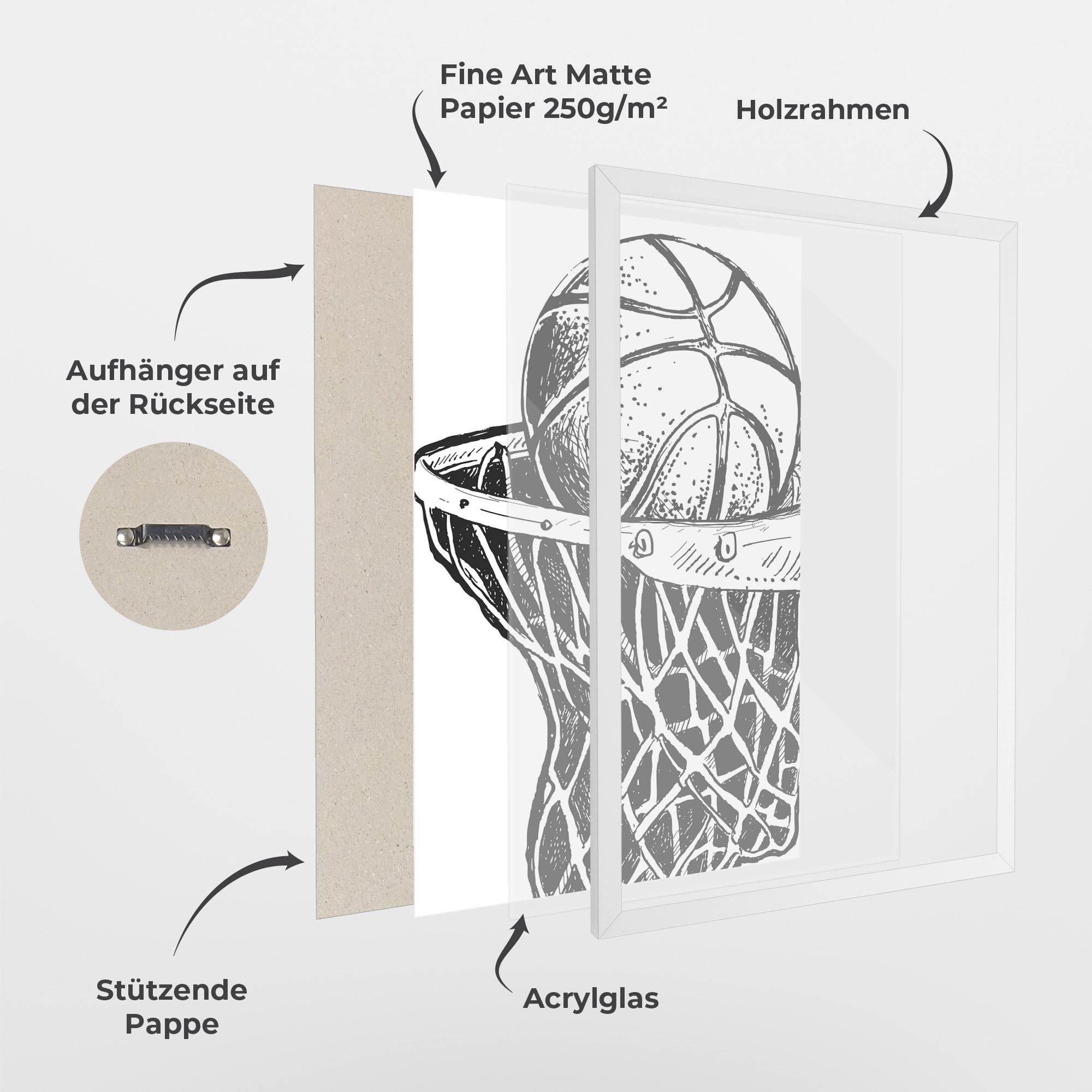 Gerahmte Poster Basketball Grey Hoop mockup 1