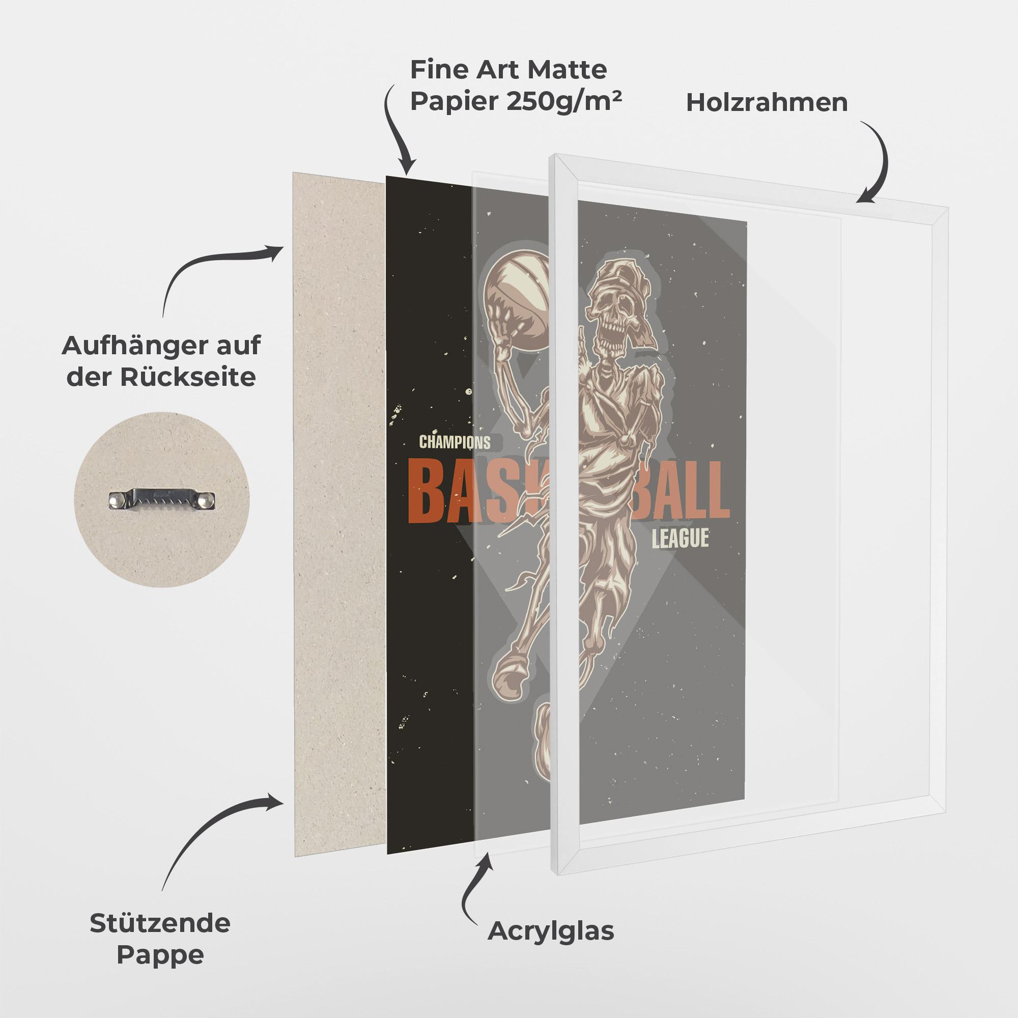 Gerahmte Poster Basketball League mockup 1