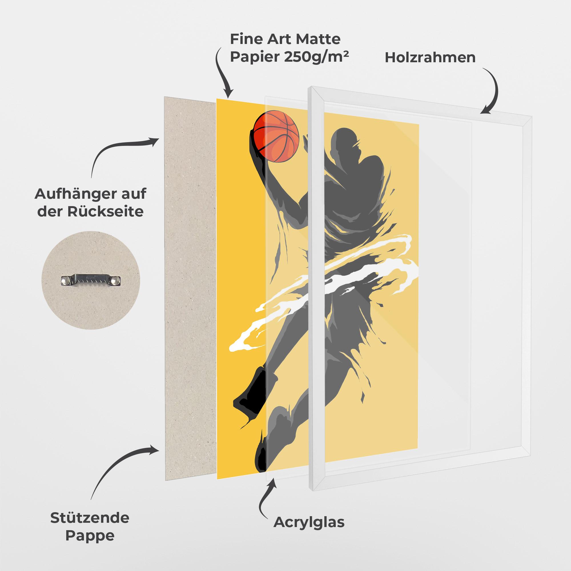 Gerahmte Poster Basketball Smoke mockup 1