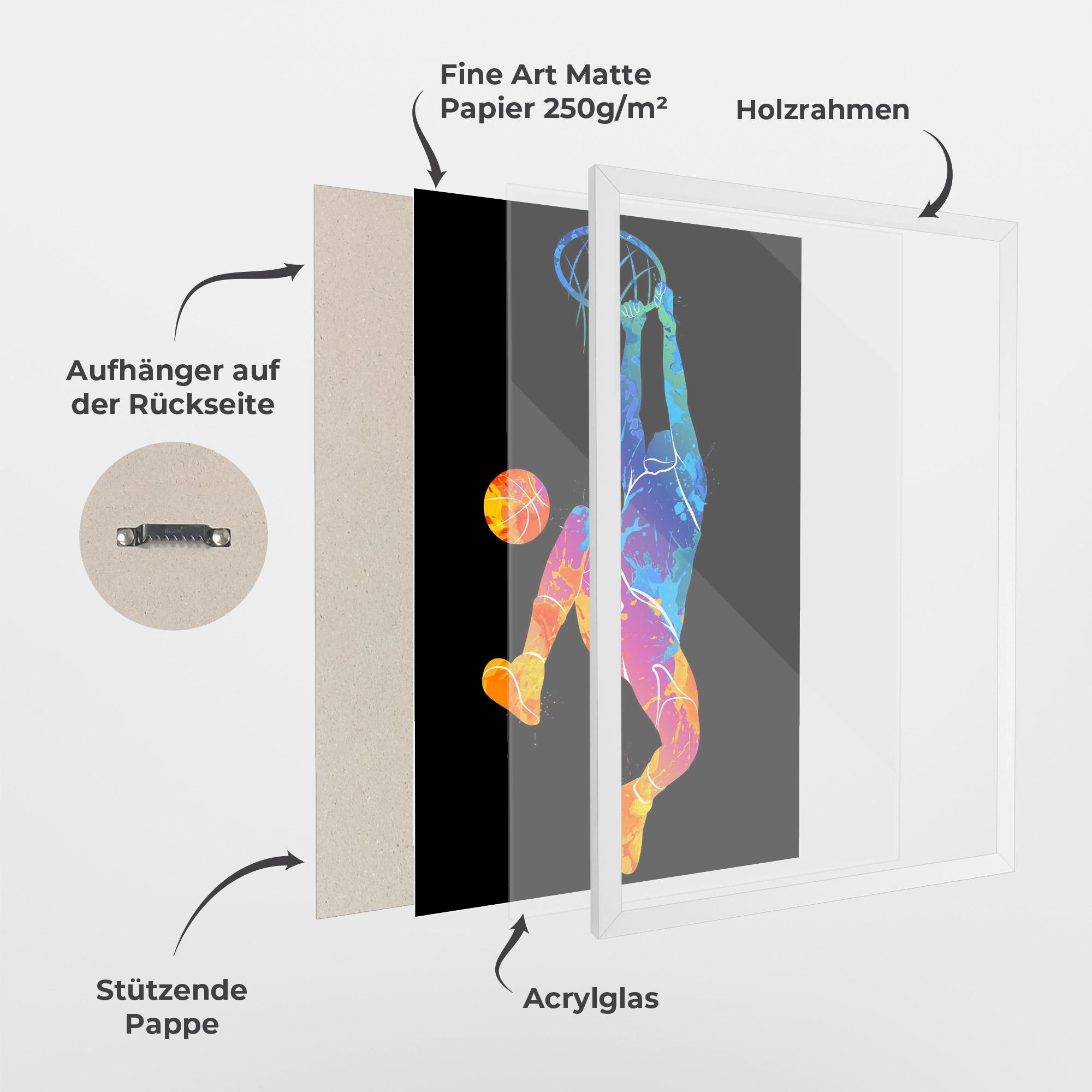 Gerahmte Poster Blue Basket Hoop mockup 1