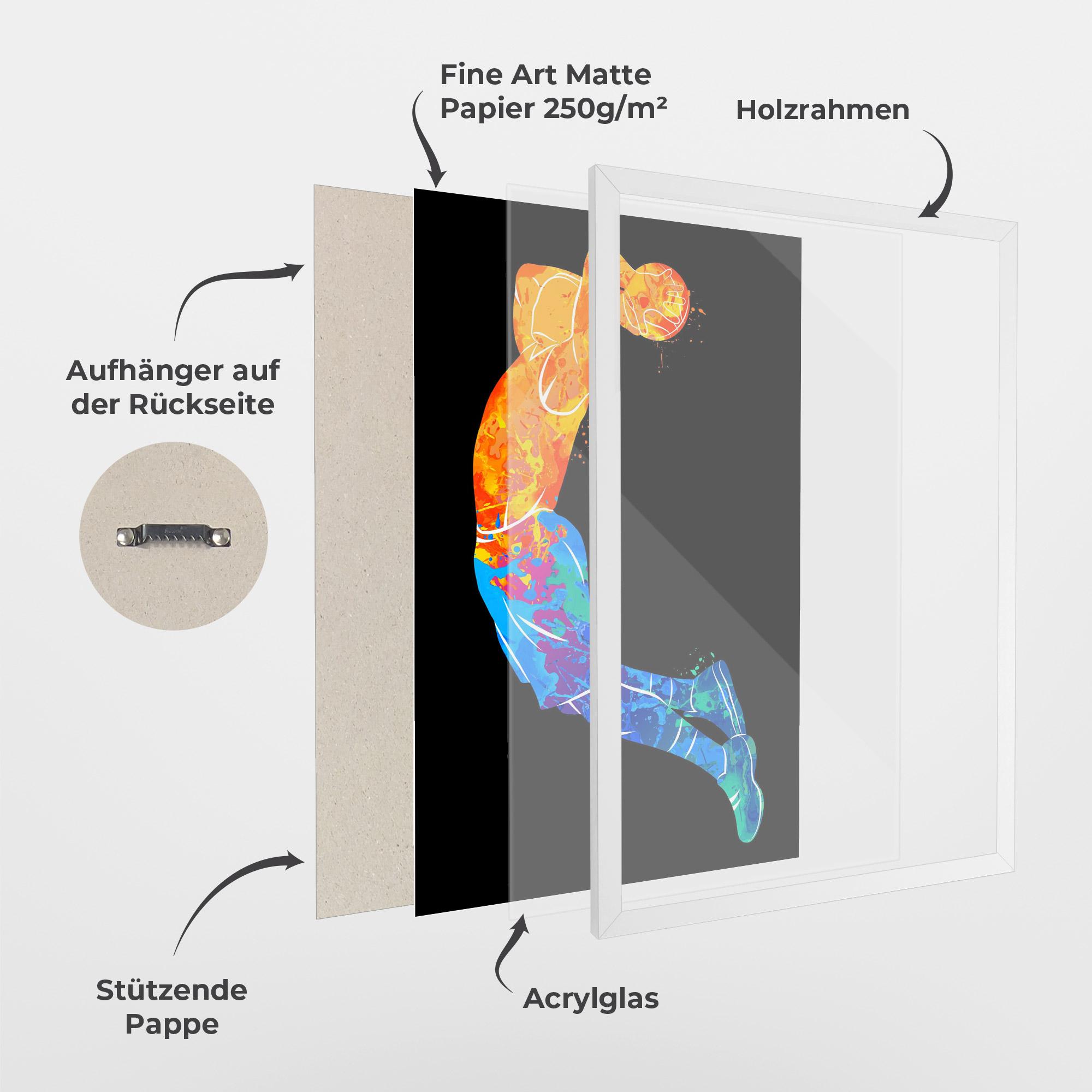 Gerahmte Poster Blue Orange Basket mockup 1