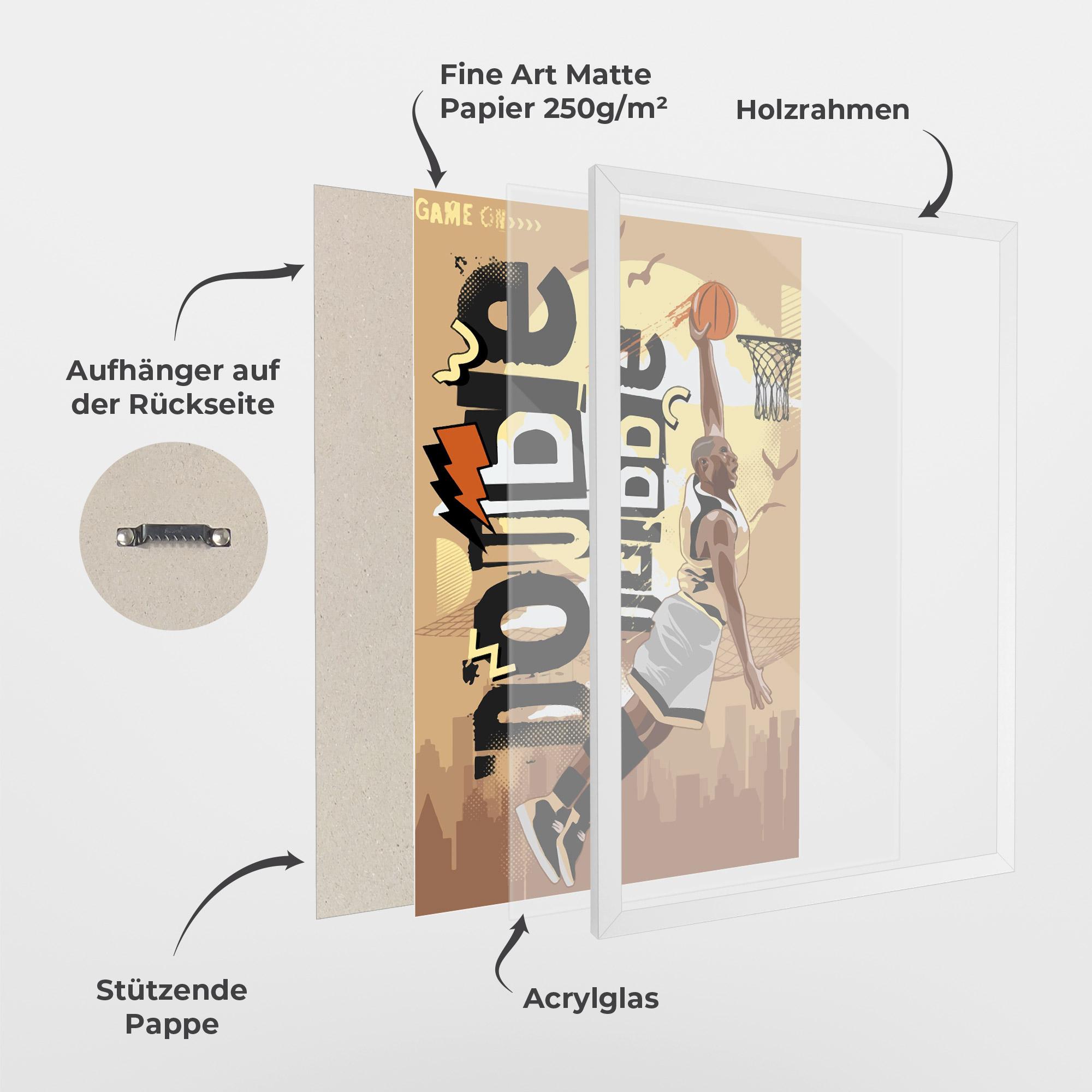Gerahmte Poster Double Dribble mockup 1