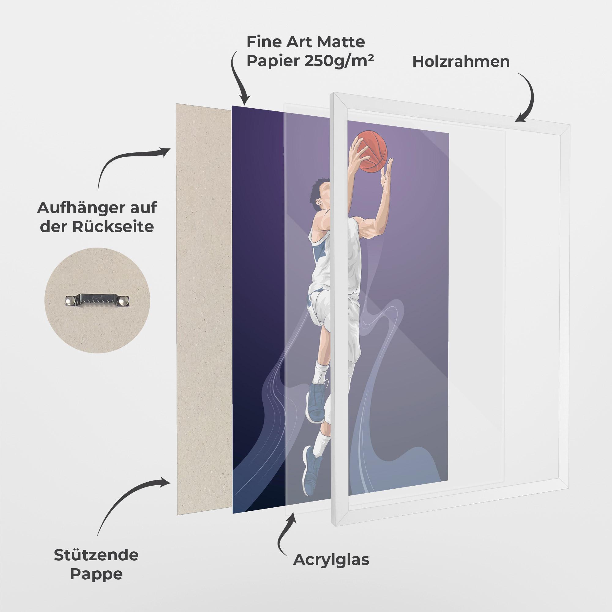 Gerahmte Poster Flying Player mockup 1